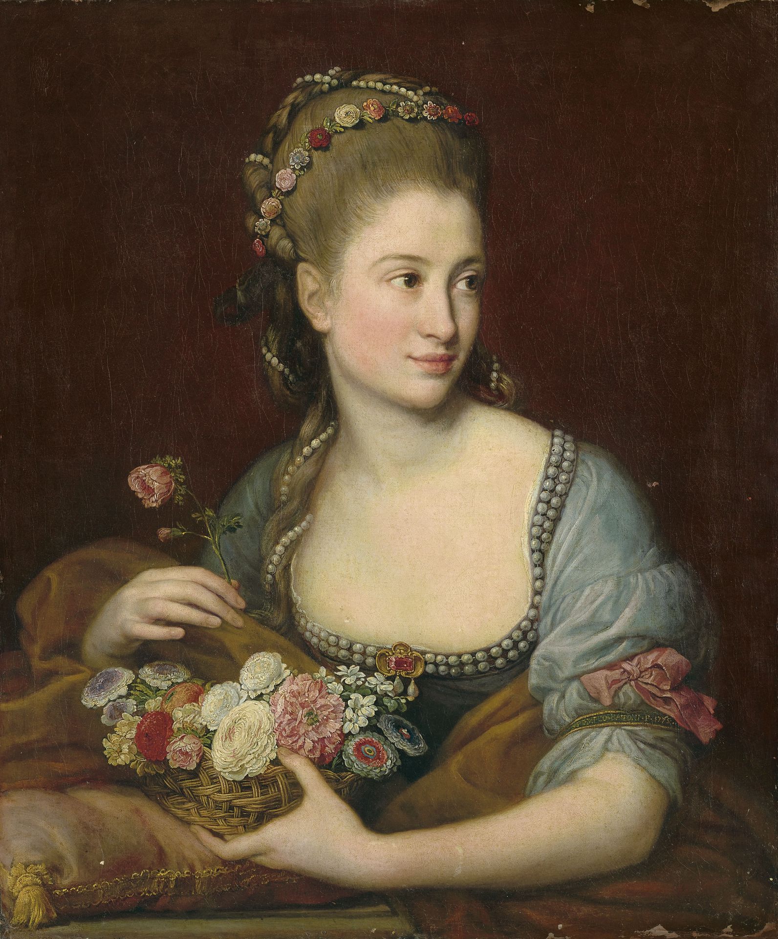 Portrait of a Lady as Flora by Pompeo Batoni by Pompeo Batoni