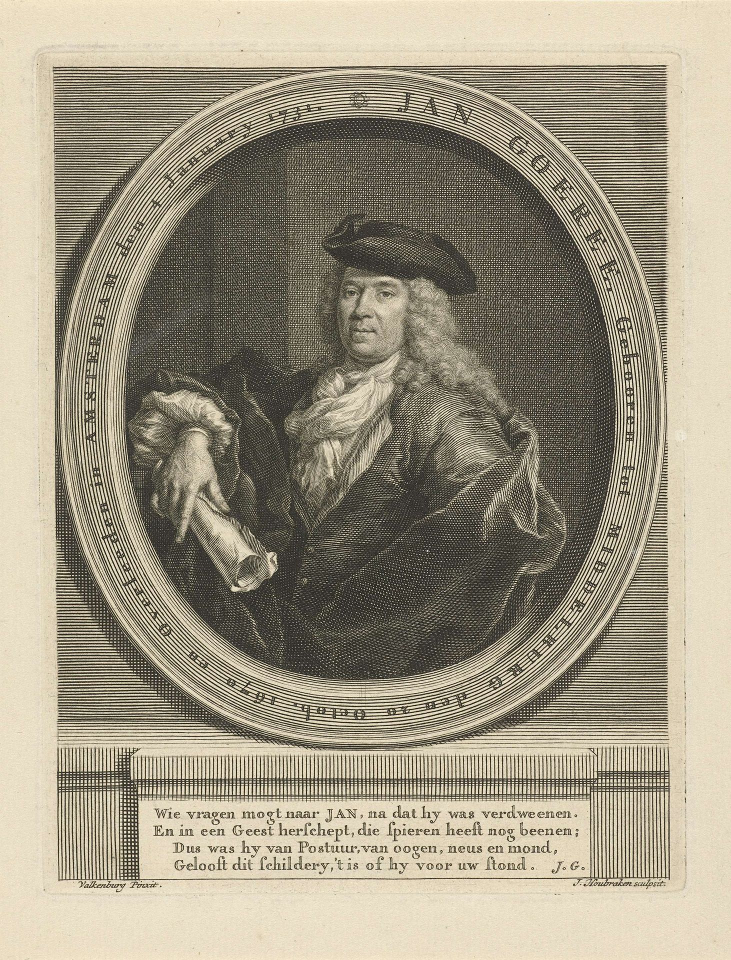 Portret van Jan Goeree by Jacob Houbraken