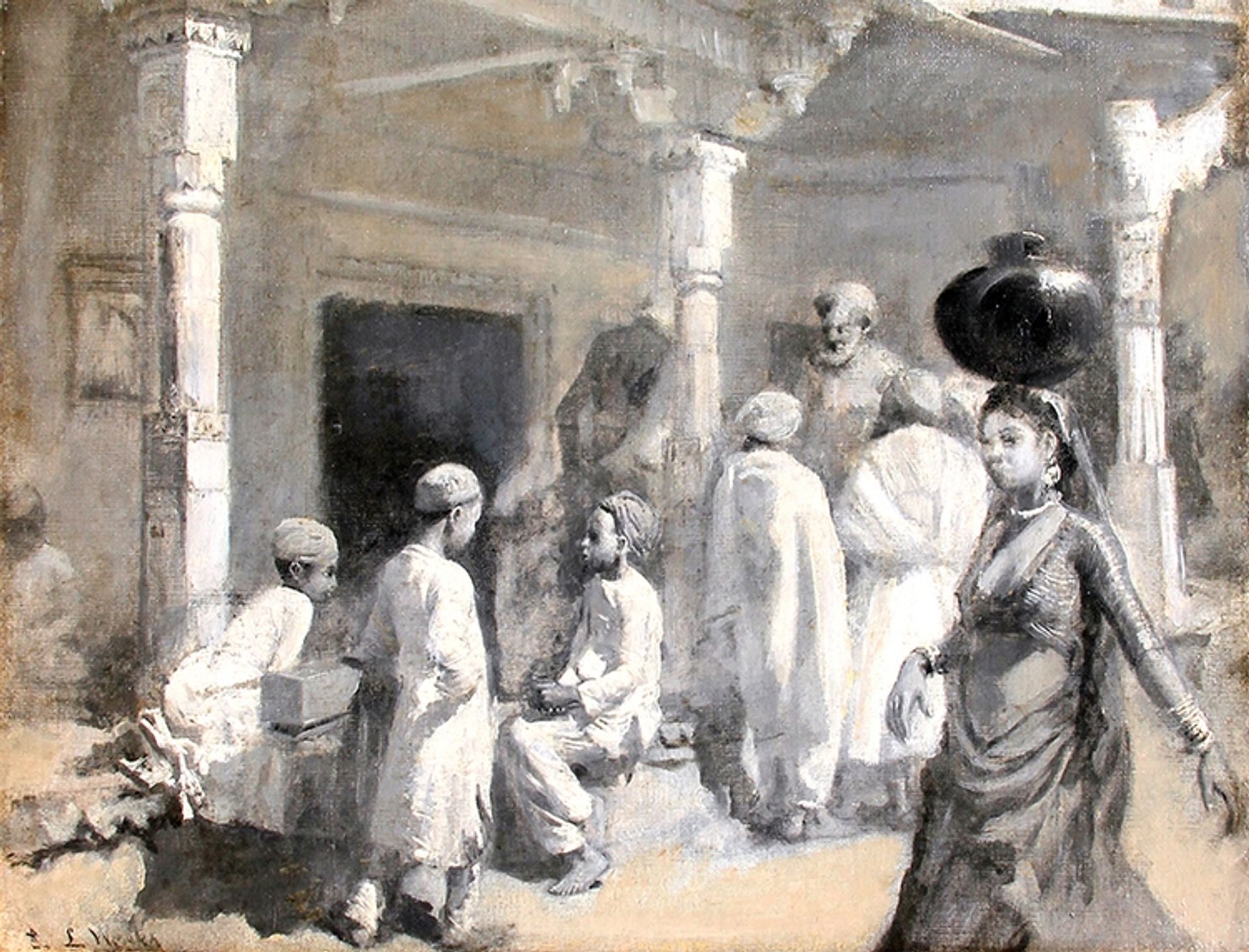In the Bazaar, Oudeypore by Edwin Lord Weeks