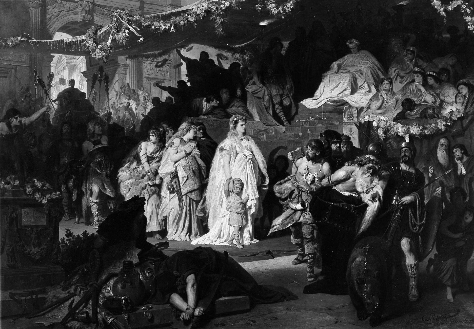 Thusnelda at the Triumphal Entry of Germanicus into Rome by Karl Theodor von Piloty