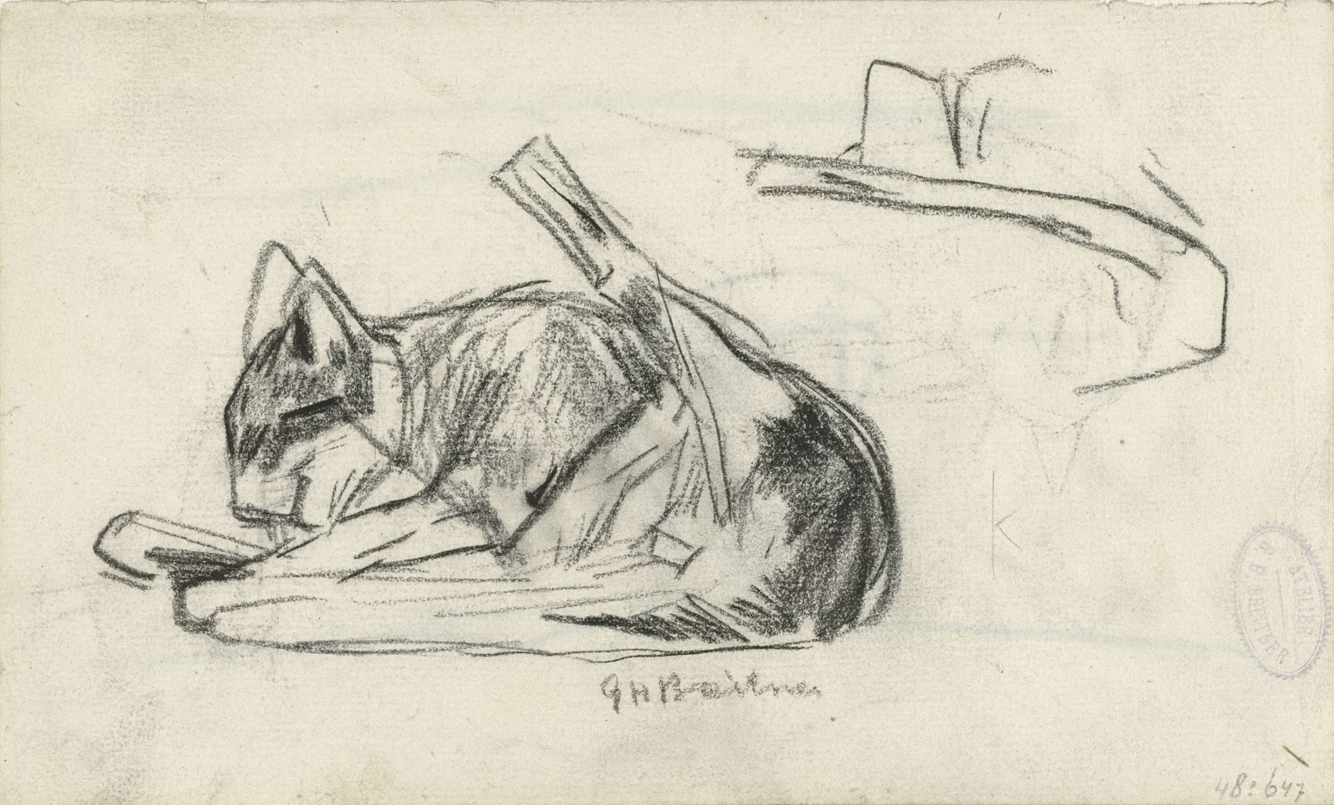 Poes die zichzelf likt by George Hendrik Breitner