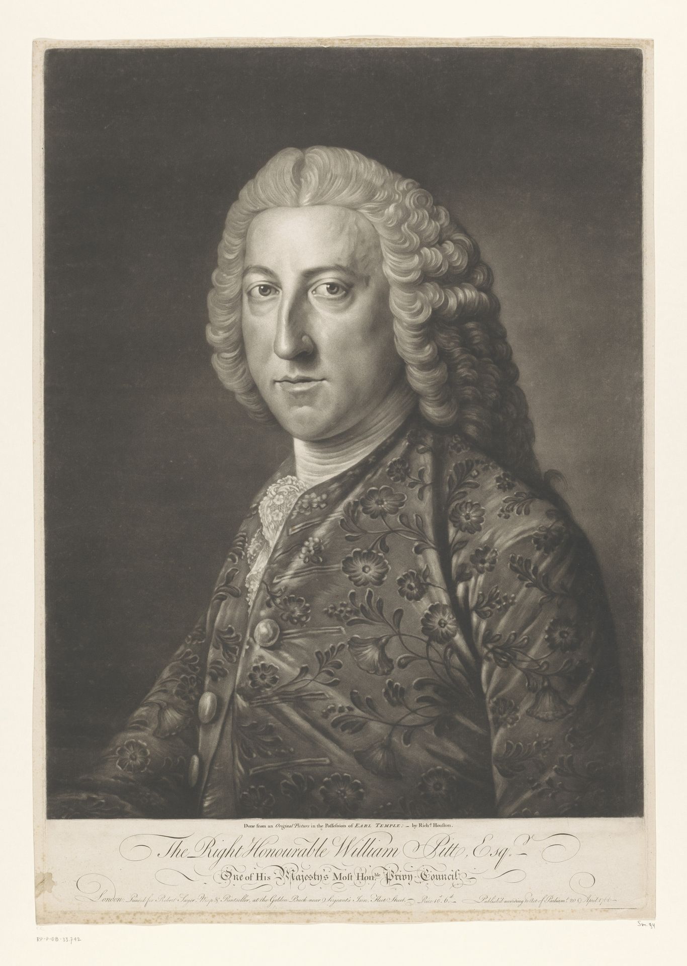 Portret van William Pitt by Richard Houston