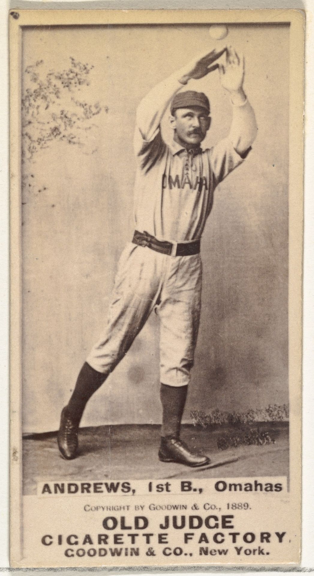 William Walter "Wally" Andrews, 1st Base, Omaha Omahogs/Lambs, from the Old Judge series (N172) for Old Judge Cigarettes by Goodwin & Company