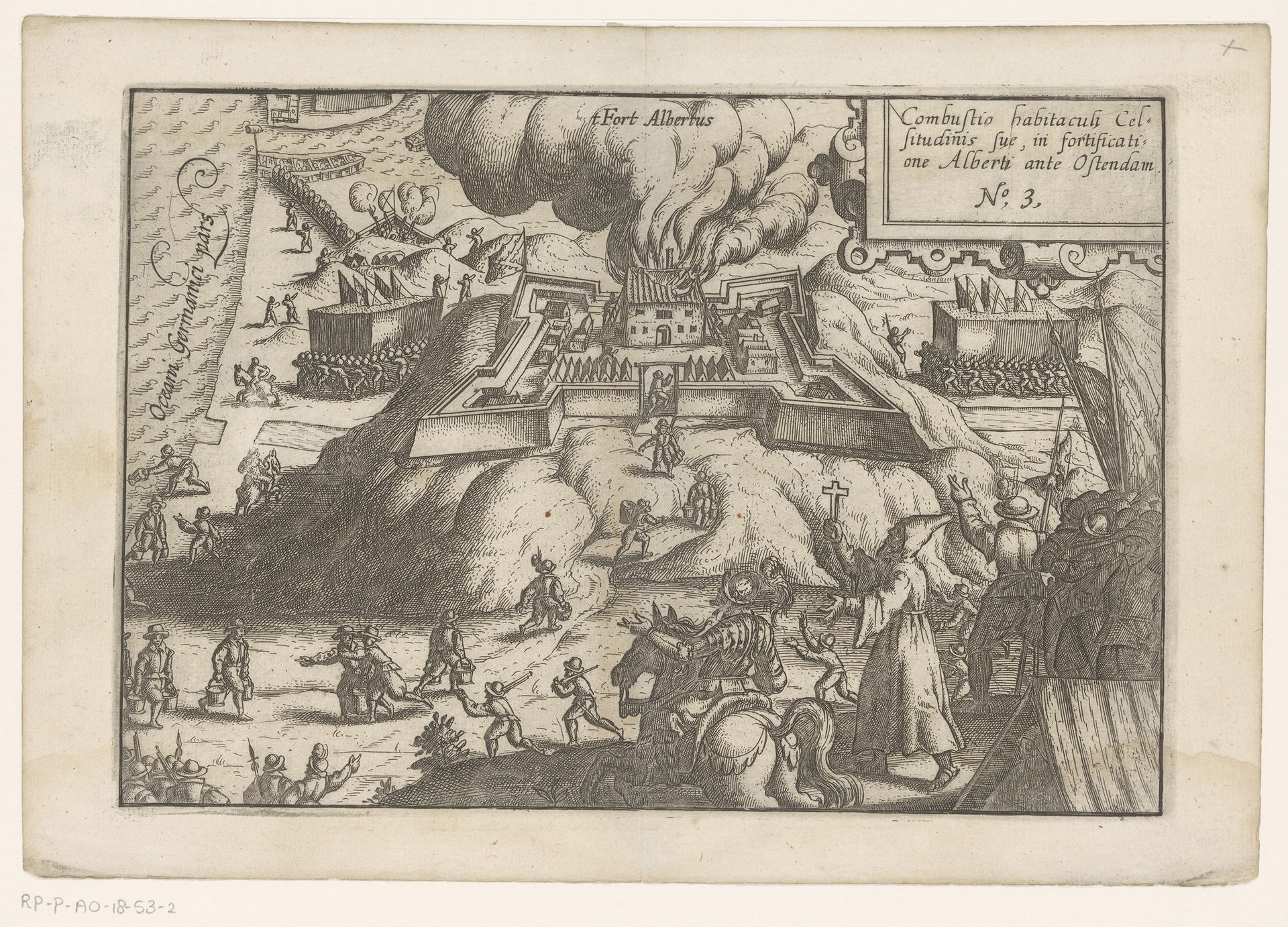 Beleg van Oostende: brand in fort Albertus op 13 november 1601 by Anonymous