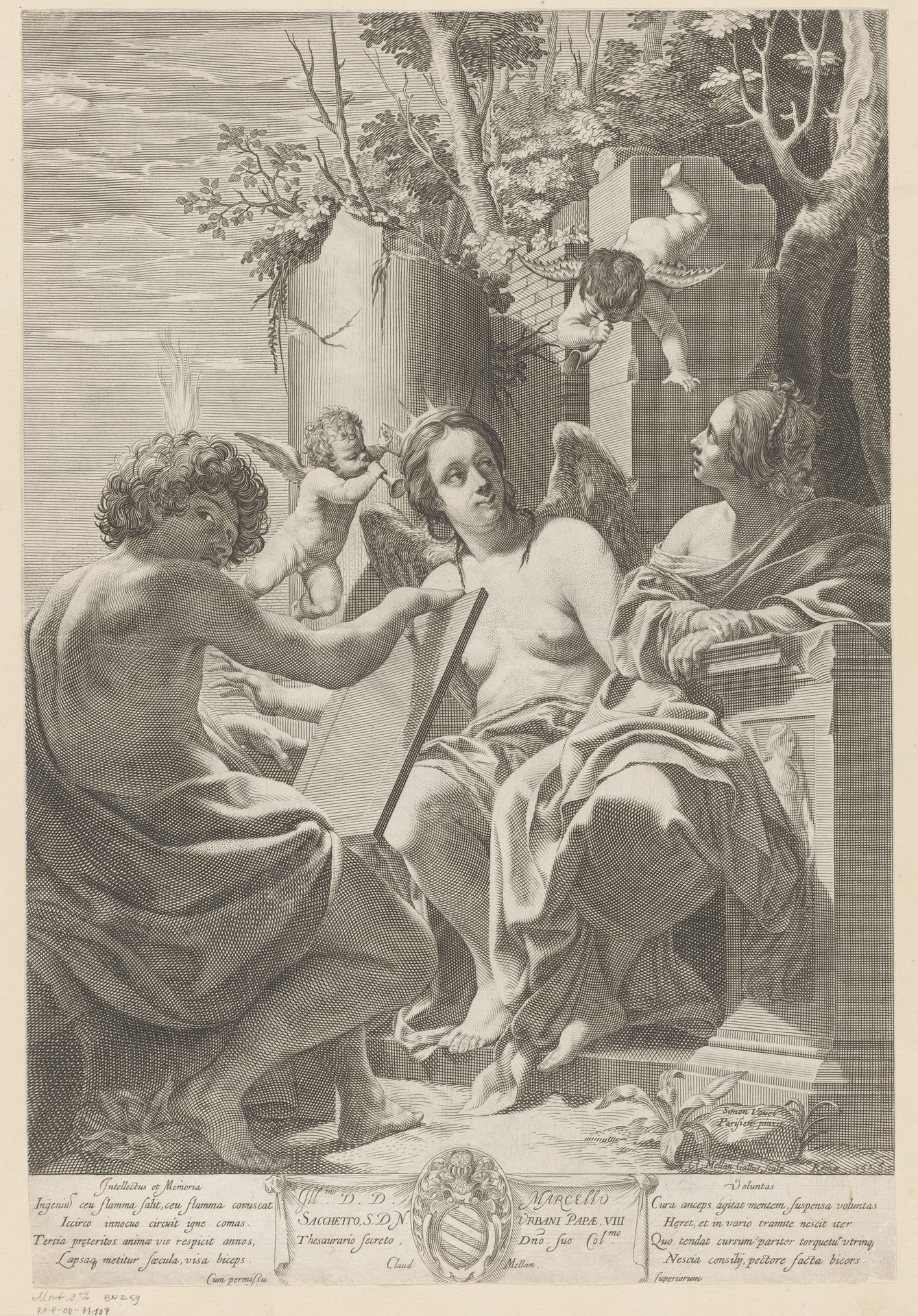 Intelligentia, Herinnering en Wilskracht bij ruïnes by Claude Mellan