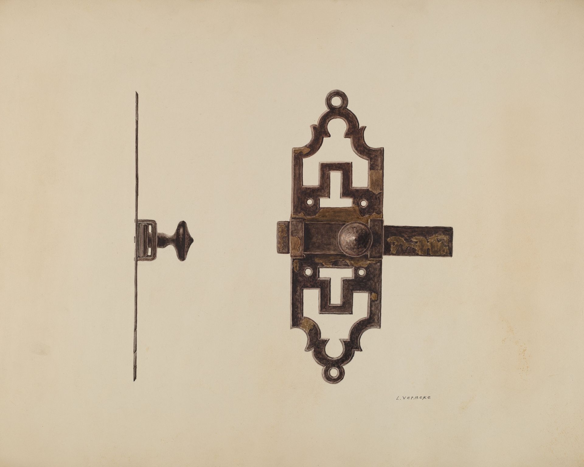 Wrought Iron Latch by Lucien Verbeke