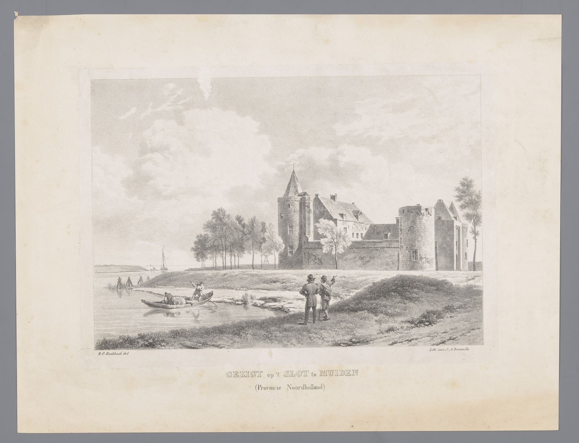 Gezicht op het Muiderslot by Jean Augustin Daiwaille