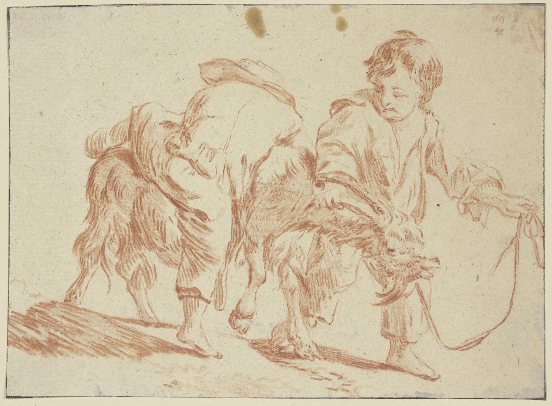 Zwei Knaben mit einem Ziegenbock by Karel Dujardin