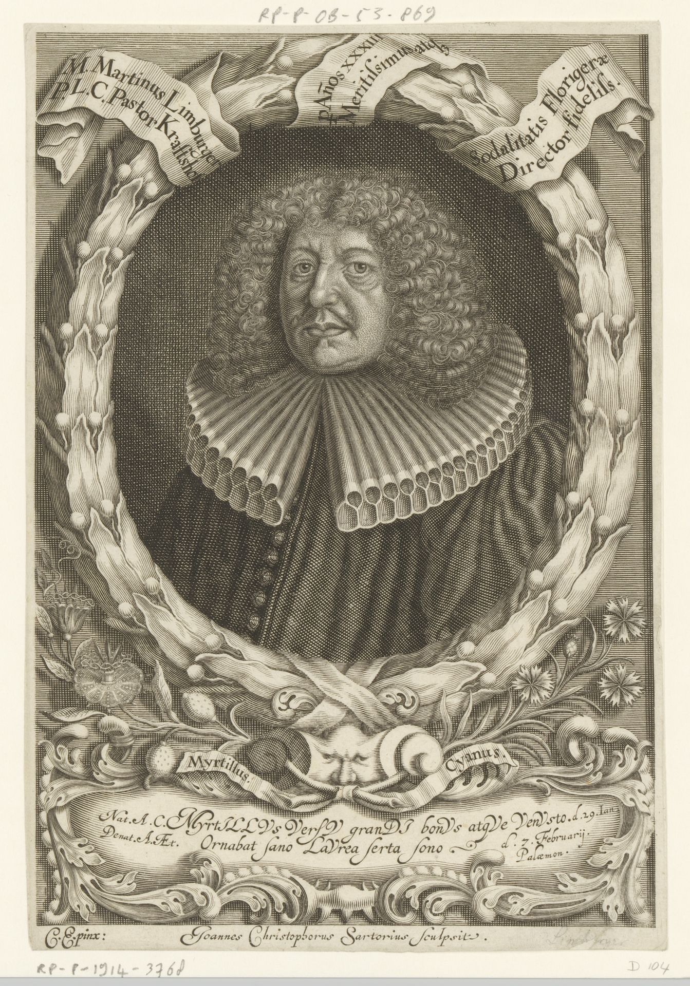 Portret van Martin Limburger by Johann Christoph Sartorius