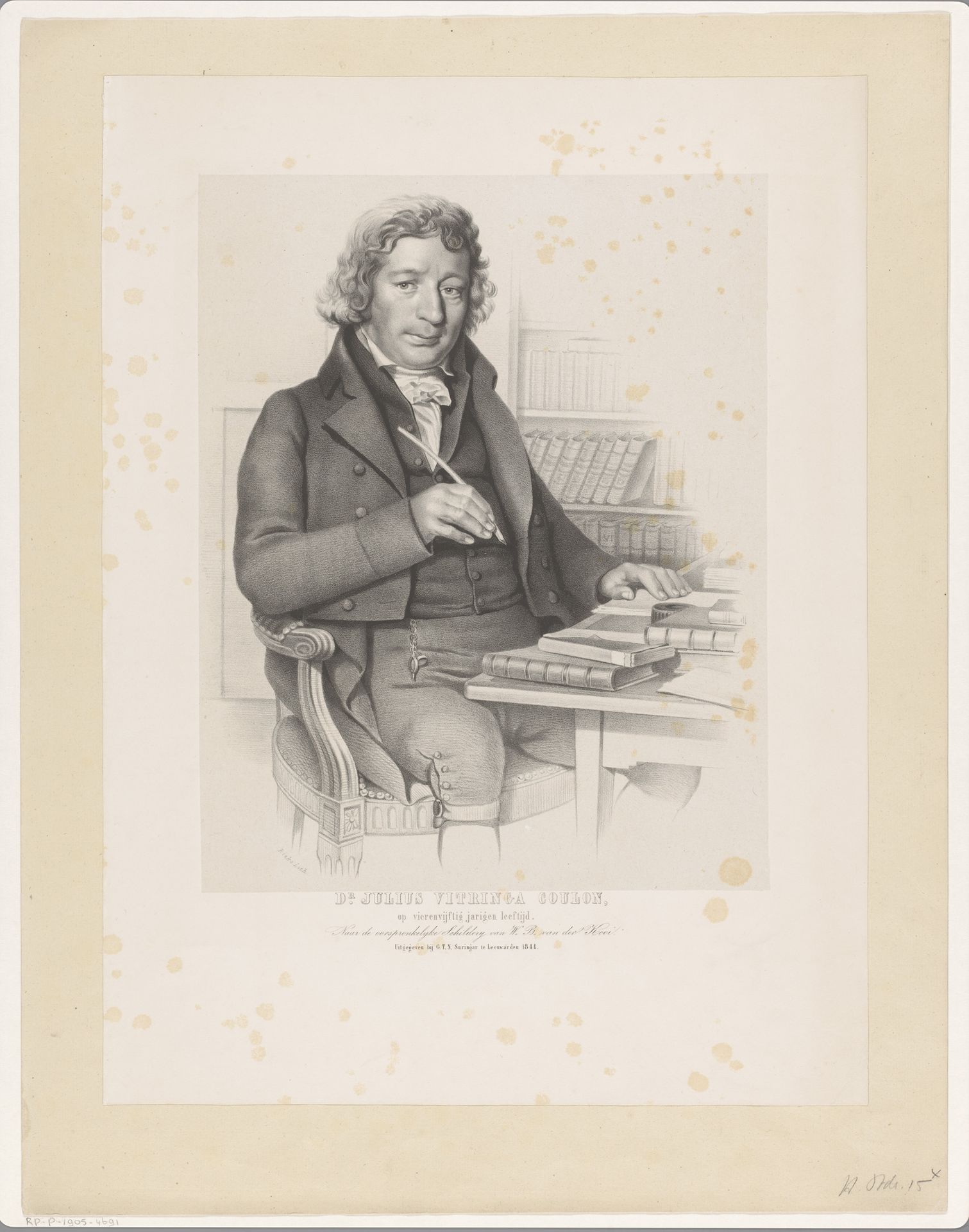 Portret van Julius Vitringa Coulon by Johan George Lodewijk Rieke