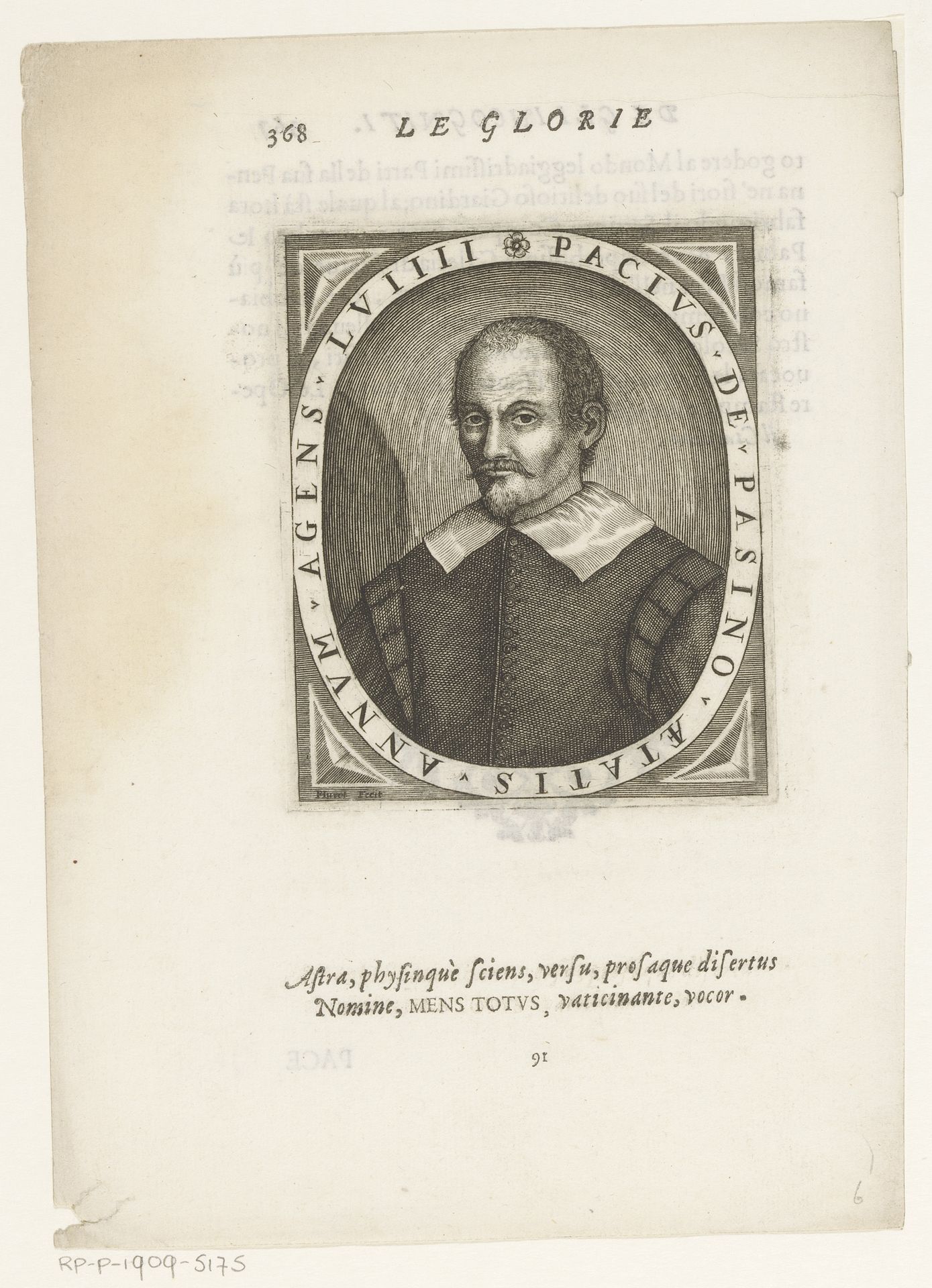 Portret van dichter en filosoof Pace Pasini by Giacomo Piccini