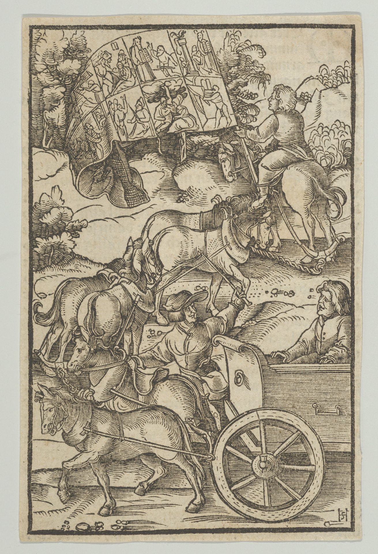 The Virtuous Man on a Chariot on his Way to Heaven, from Hymmelwagen auff dem, wer wol lebt... by Hans Schäufelein