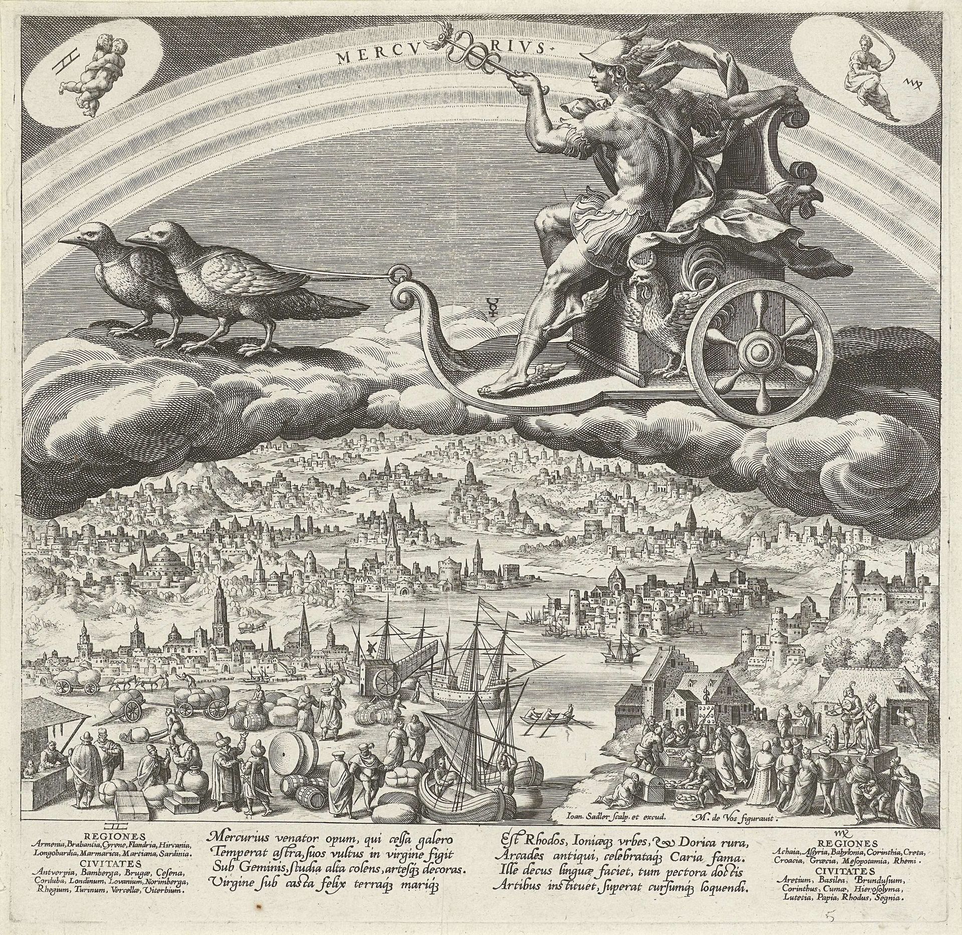 De planeet Mercurius en zijn invloed op de wereld by Johann Sadeler I