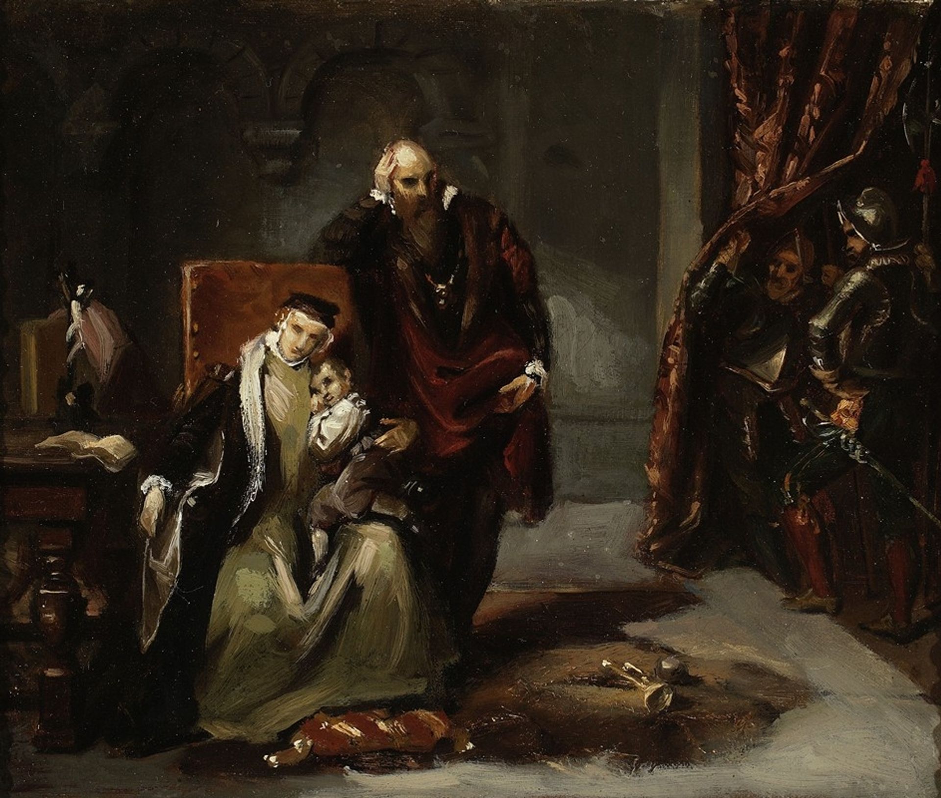 Catherine Jagiellon with her son Sigismund imprisoned in the Gripshom Castle by Józef Simmler
