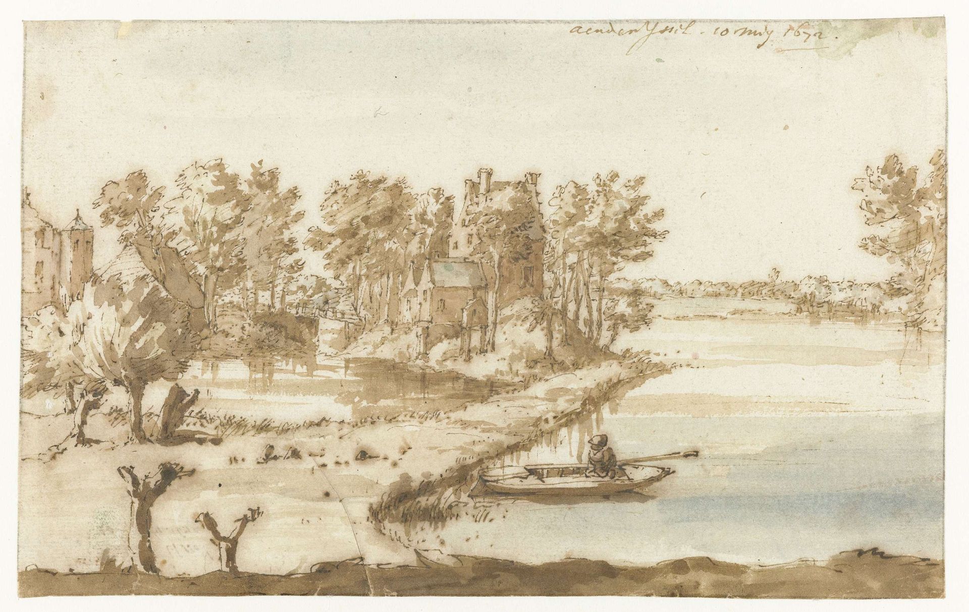 Oude Poll bij Wilp aan de IJssel by Constantijn (II) Huygens