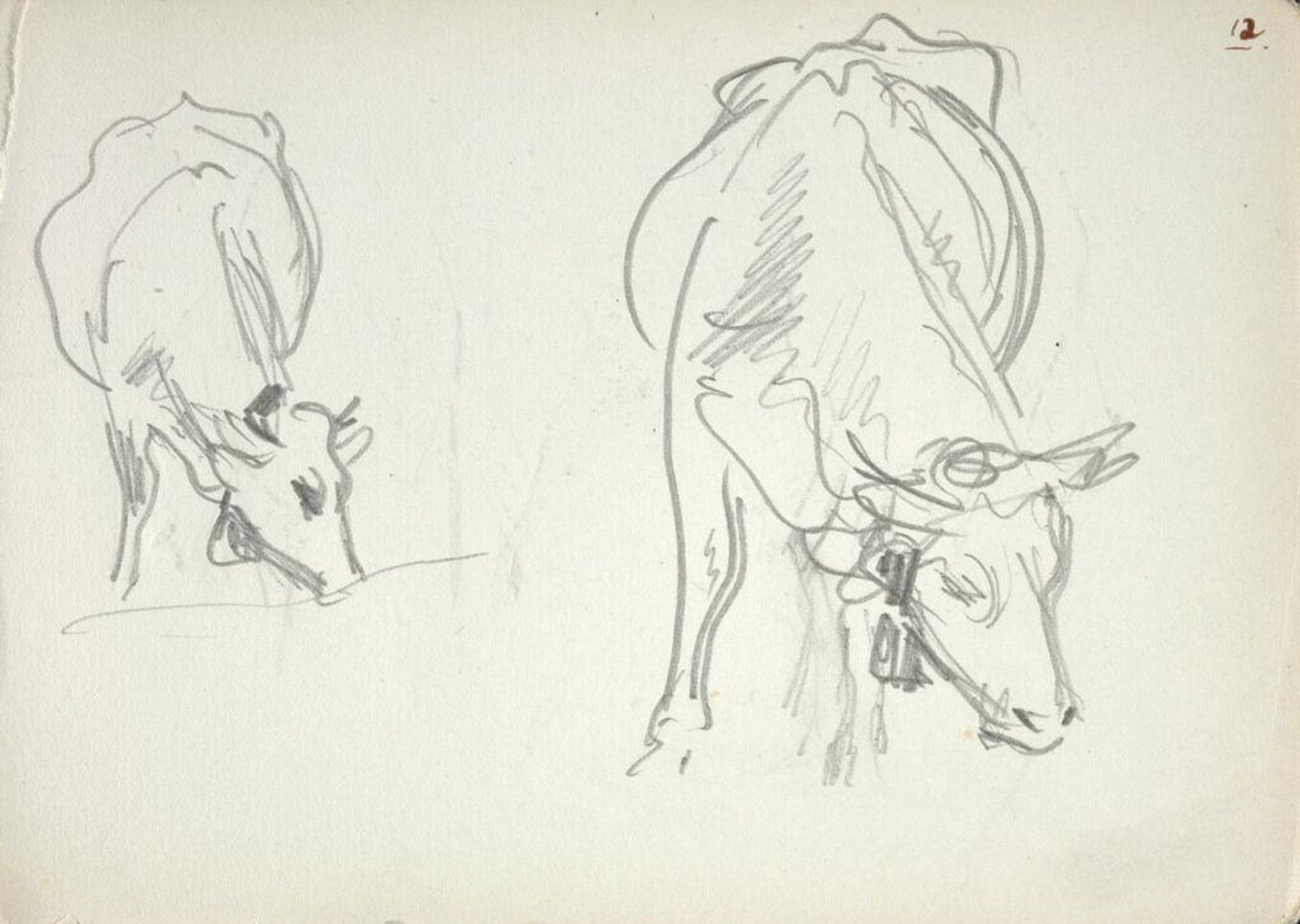 Sketches of Cows (recto and verso) by John Singer Sargent