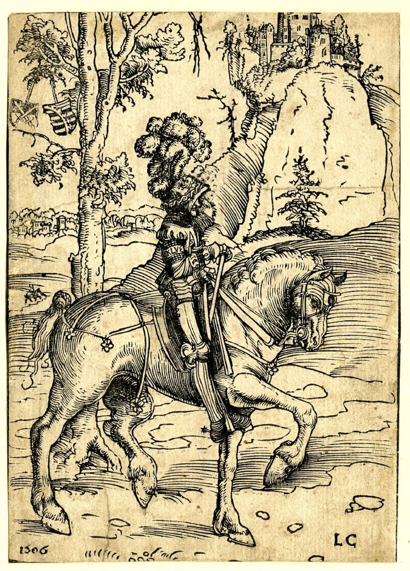 Knight in Armor Riding toward the Right by Lucas Cranach the Elder