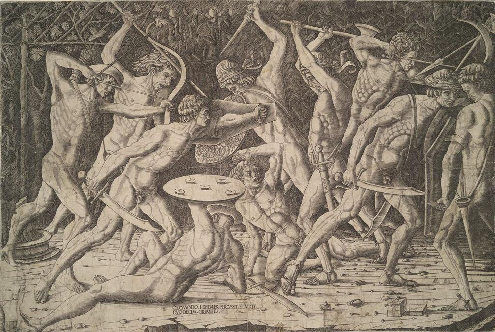 The Battle of Hercules and the Giants by School of Antonio Pollaiuolo