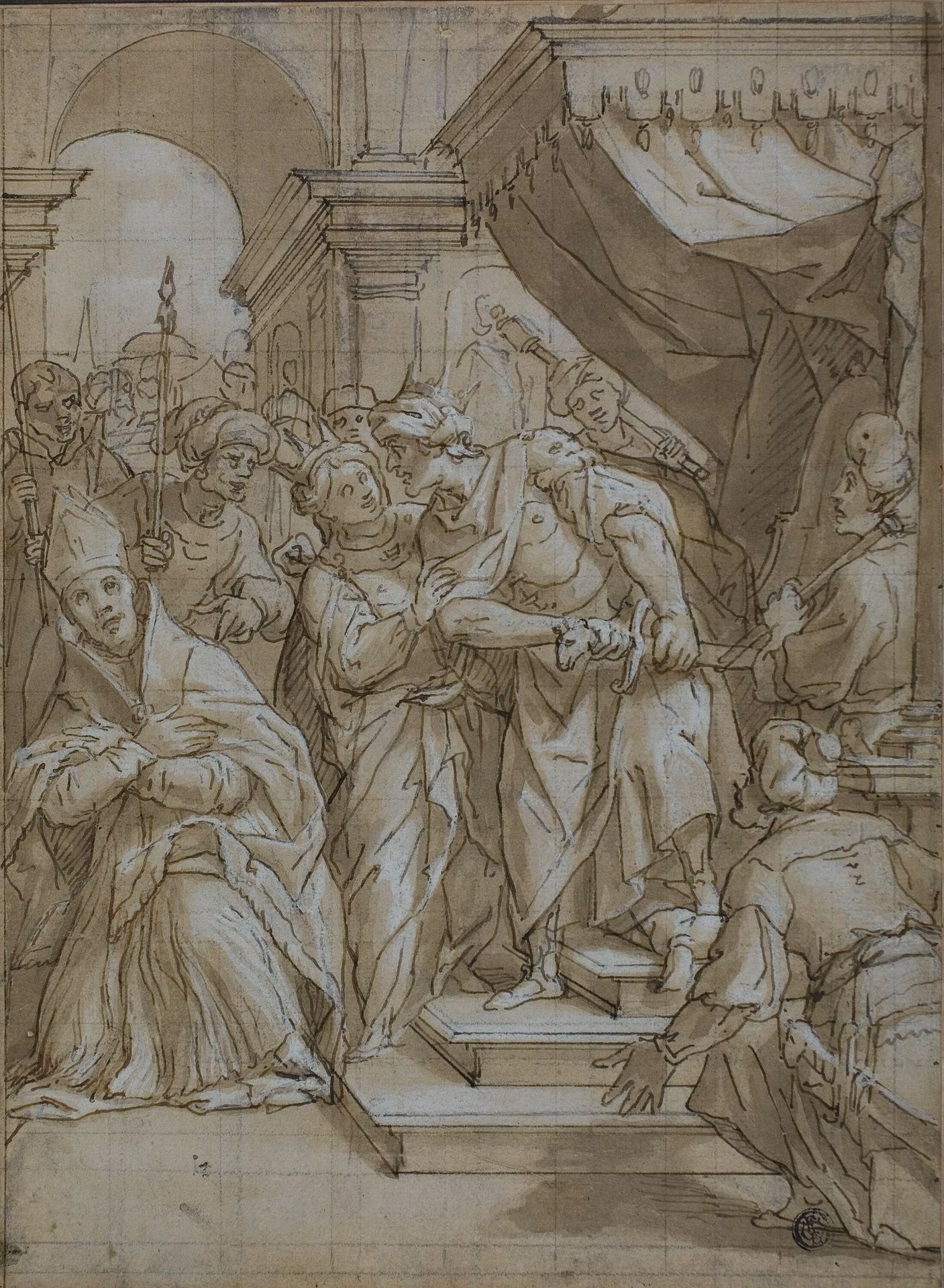 Queen Intervening to Spare the Life of a Bishop Saint by Lazzaro Tavarone