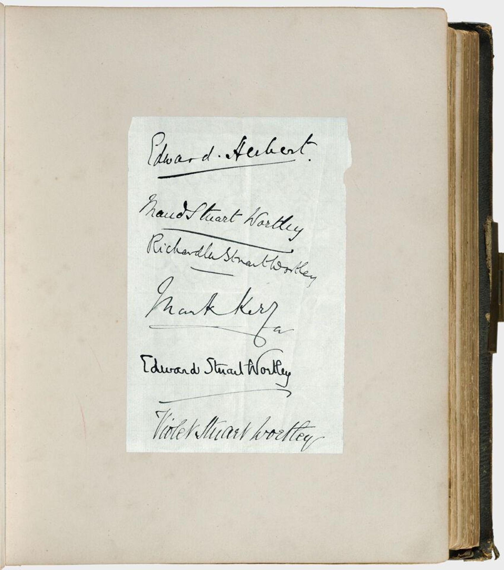 Untitled (sheet of paper with six autographs signed in ink) by Mary Georgiana Caroline Cecil Filmer