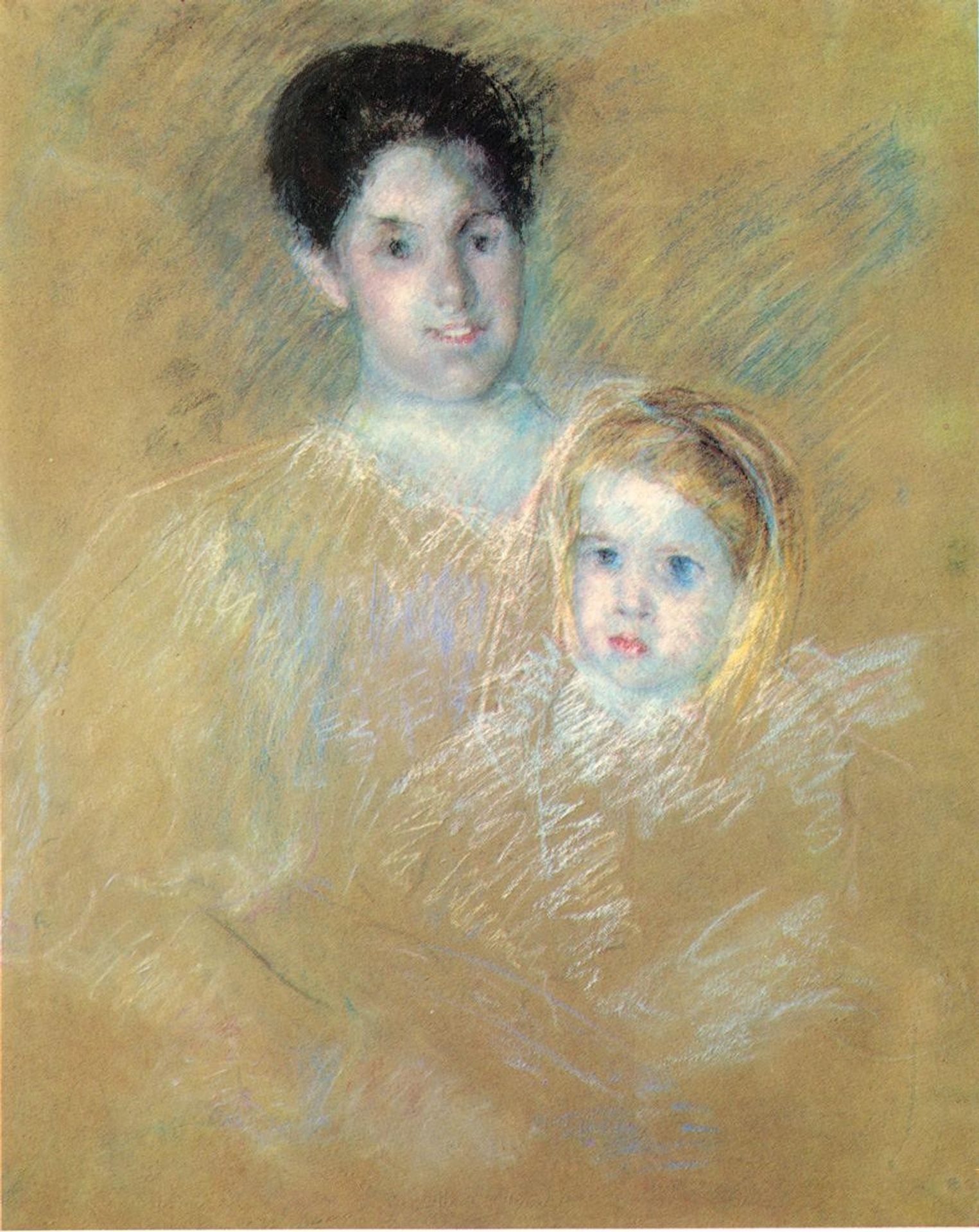 Smiling Mother with Sober Faced Child by Mary Cassatt