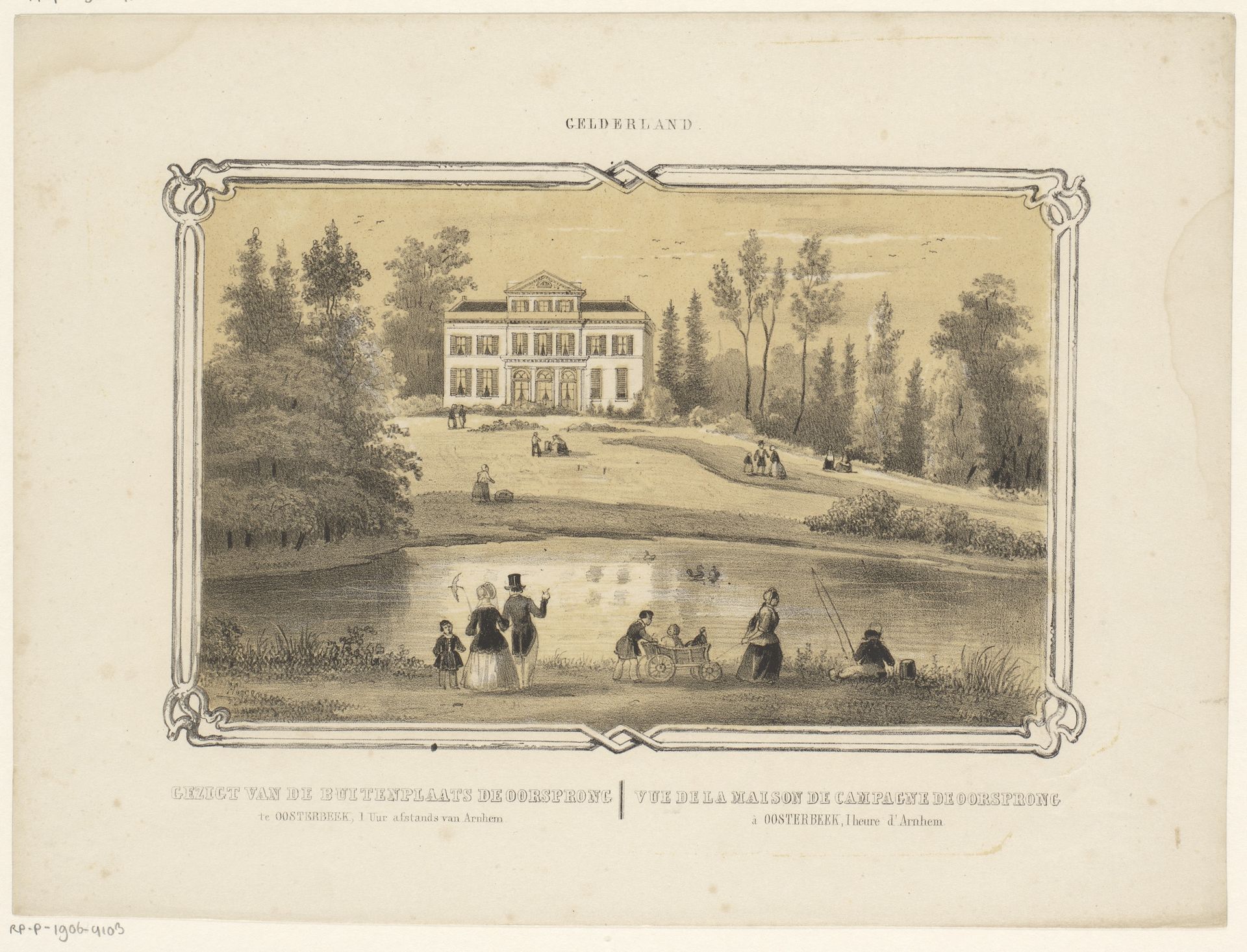 Gezicht op de buitenplaats De Oorsprong in Oosterbeek by Frederik Lodewijk Huygens