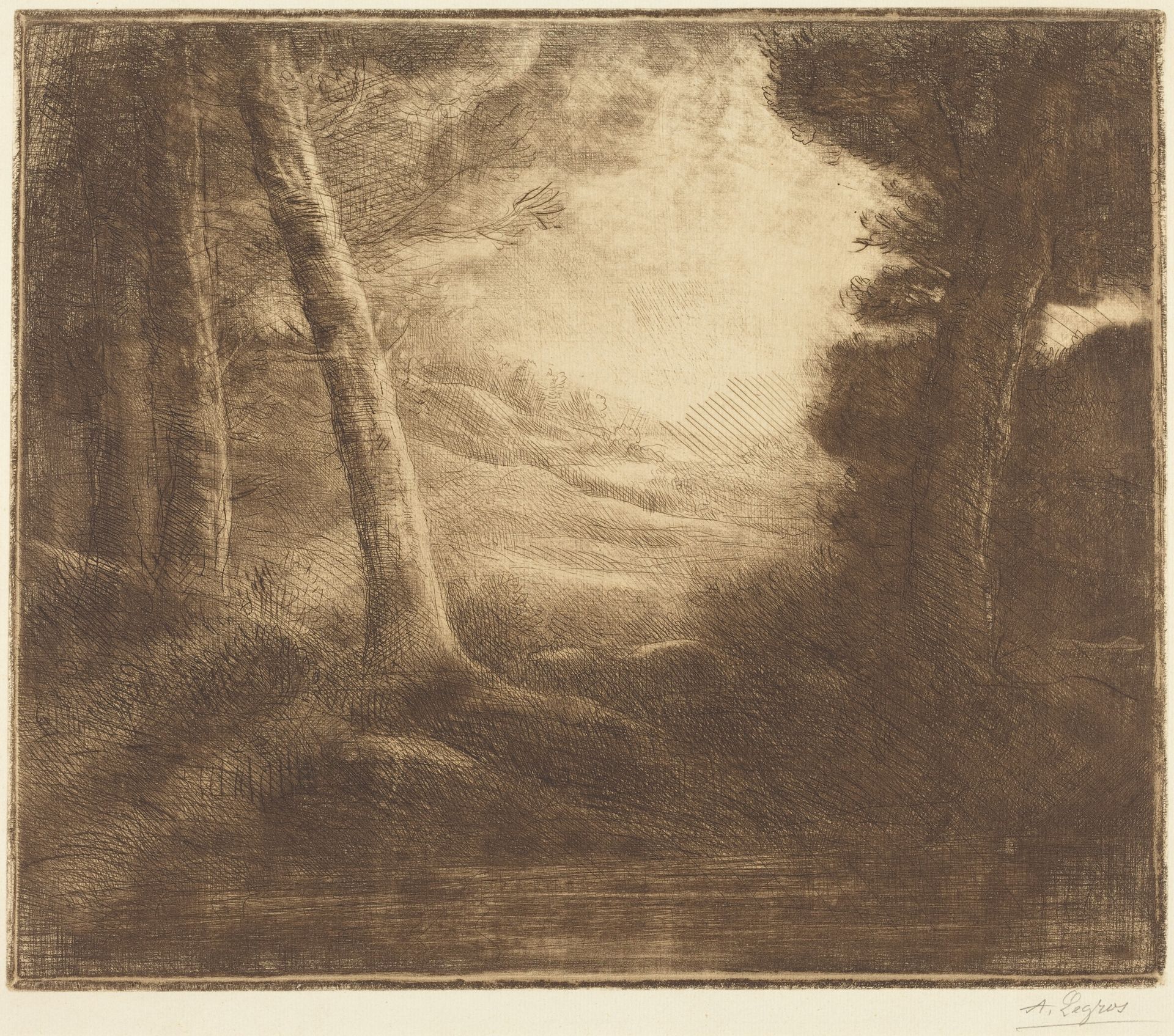 Water's Edge by Morning Light (Au bord de l'eau (Effet du matin)) by Alphonse Legros