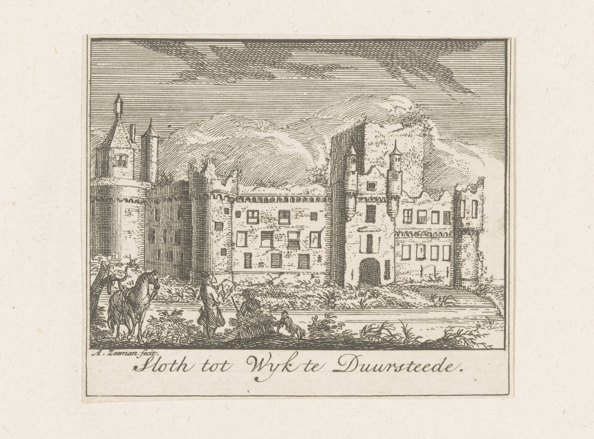 Gezicht op de ruïne van kasteel Duurstede in Wijk bij Duurstede by Abraham Zeeman