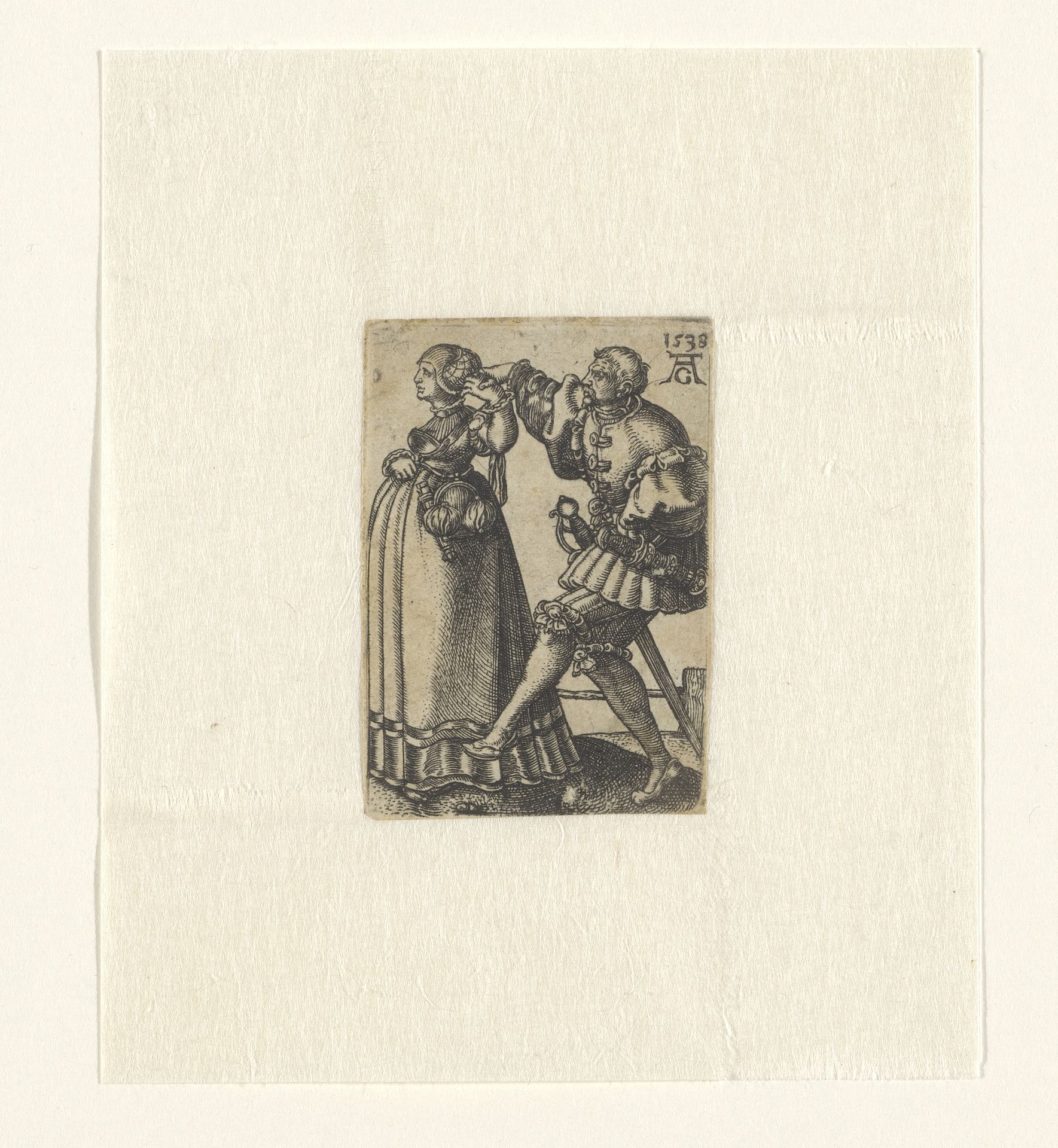 Dansend paar met de armen omhoog by Anonymous