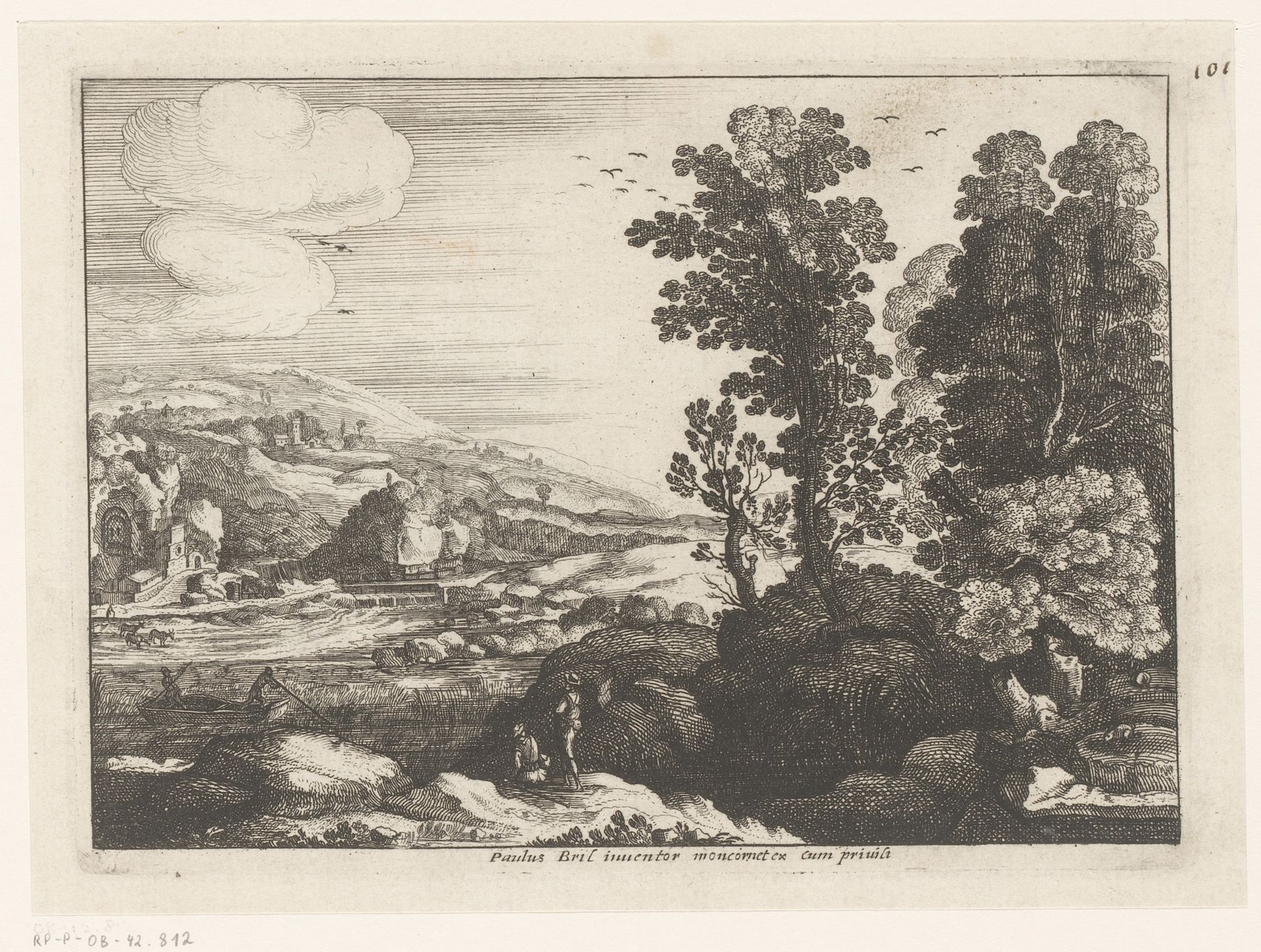 Rivierlandschap met rustende figuren by Nicolas Cochin