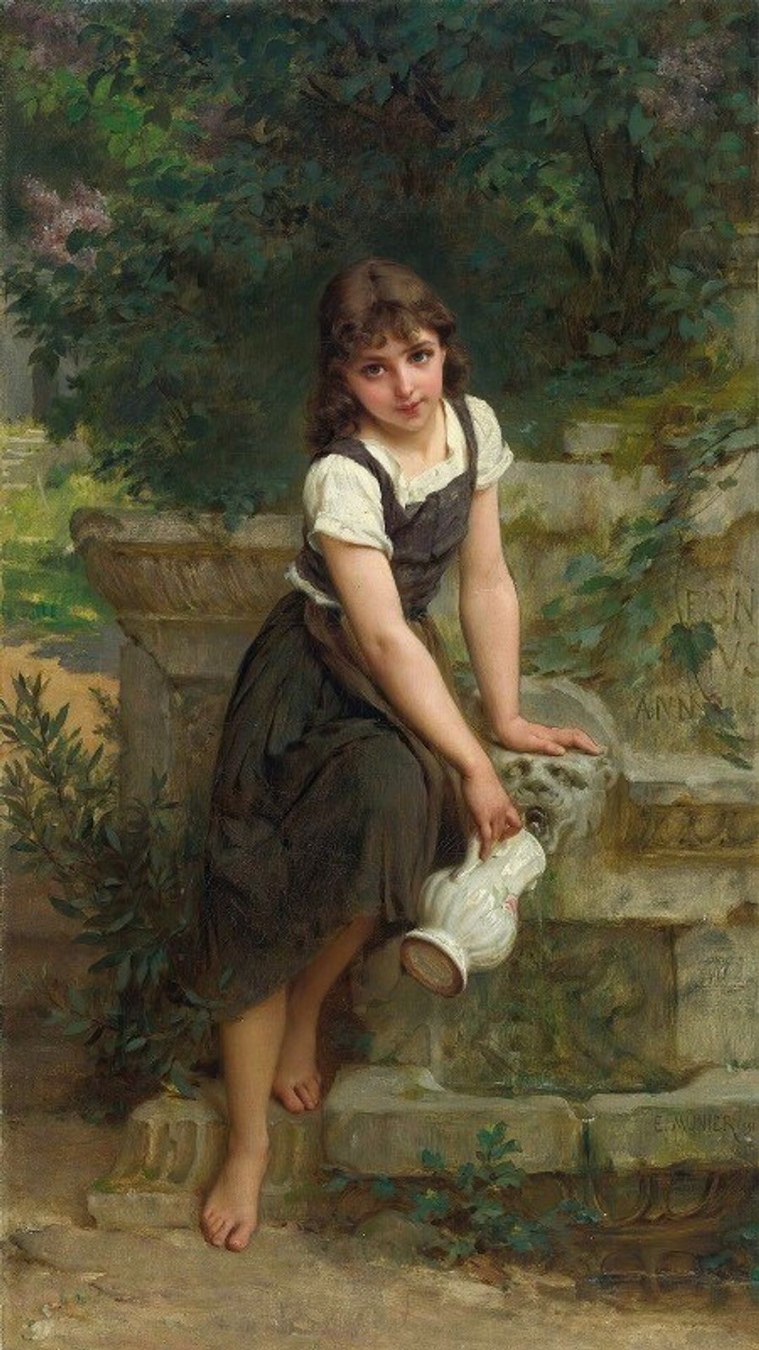 At The Fountain by Émile Munier