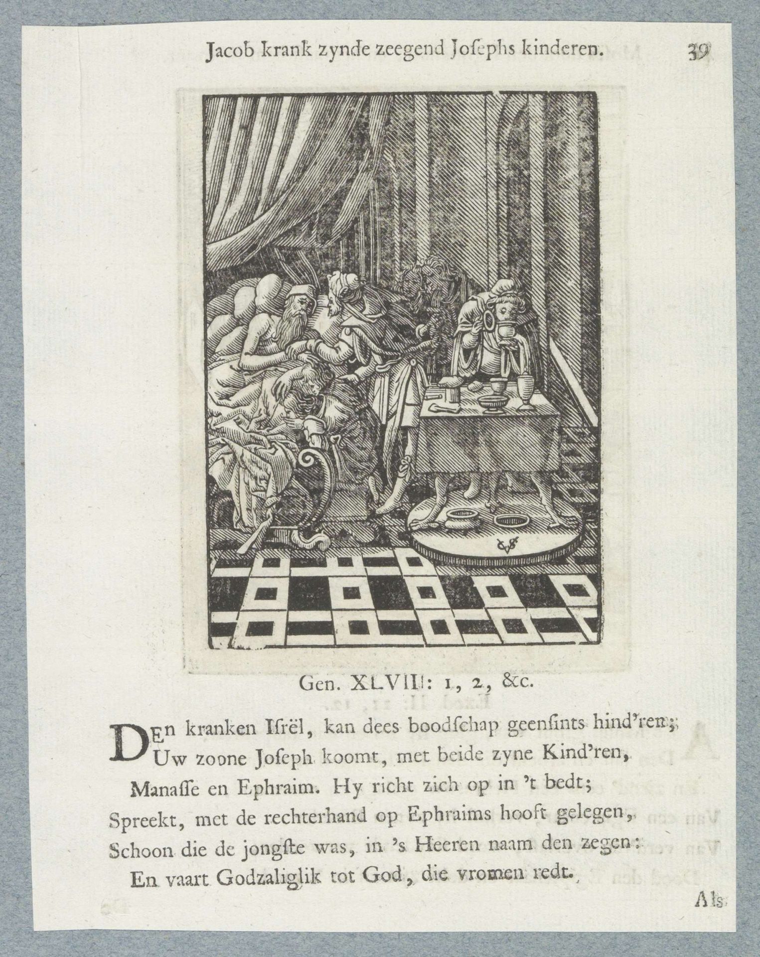 Jakob zegent Efraïm en Manasse by Christoffel van (II) Sichem