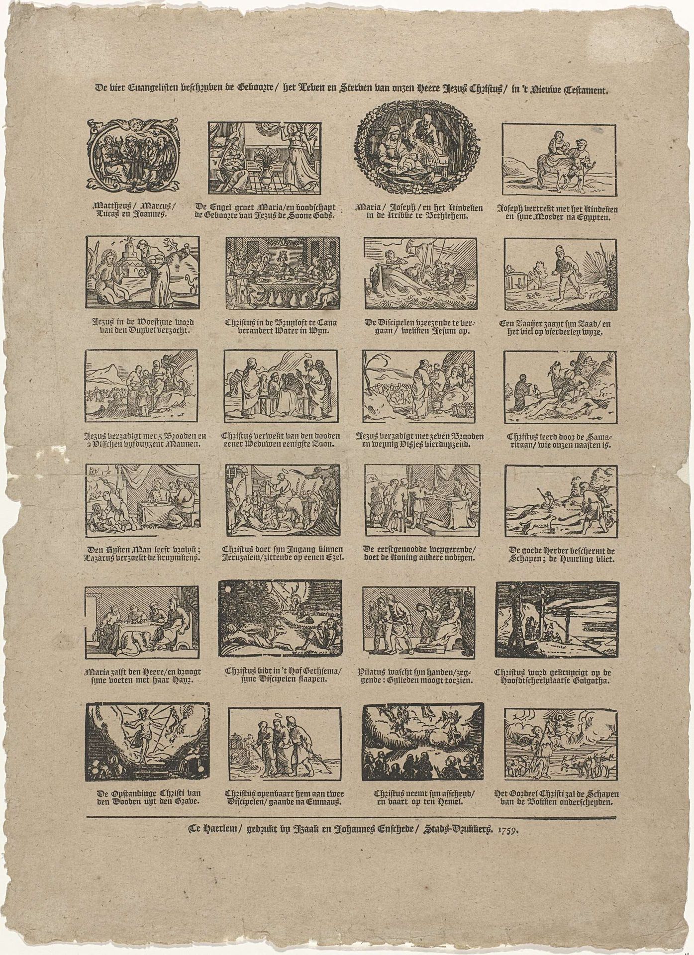 De vier evangelisten beschryven de geboorte / het leven en sterven van onzen heere Jezus Christus / in 't Nieuwe Testament by Izaak Enschedé