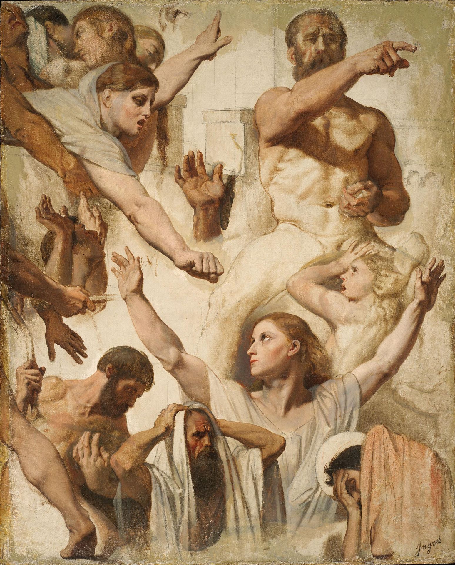 Studies for "The Martyrdom of Saint Symphorien" (Saint, Mother, and Proconsul) by Jean Auguste Dominique Ingres