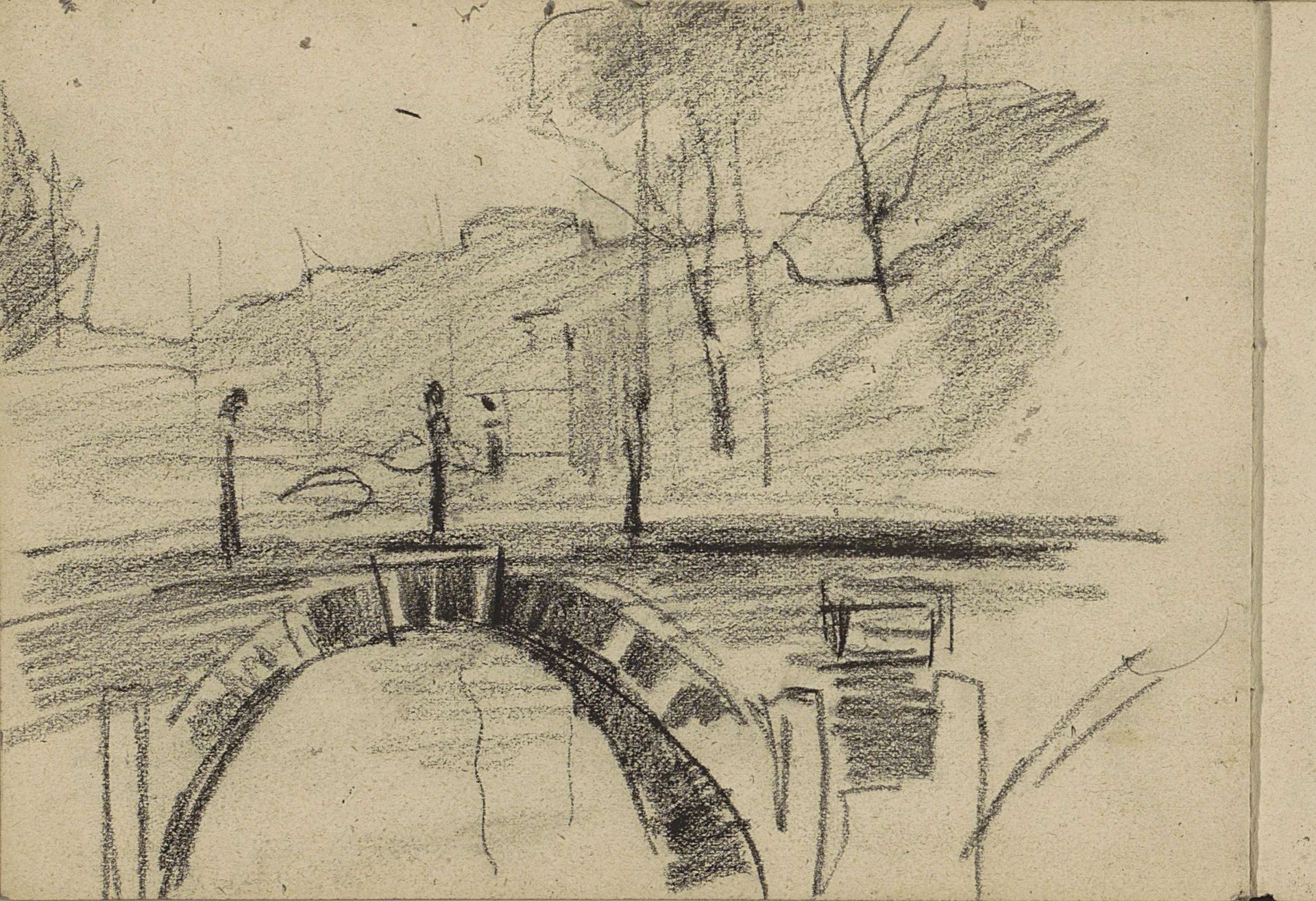 Gezicht op de brug Lekkeresluis te Amsterdam by Willem Witsen