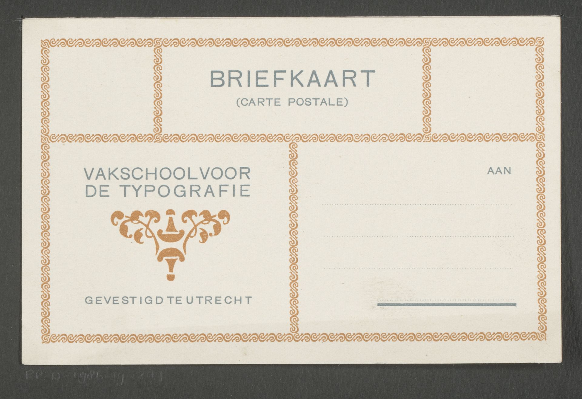 Blanco briefkaart van de Vakschool voor de Typografie te Utrecht by Reinier Willem Petrus de (1874-1952) Vries
