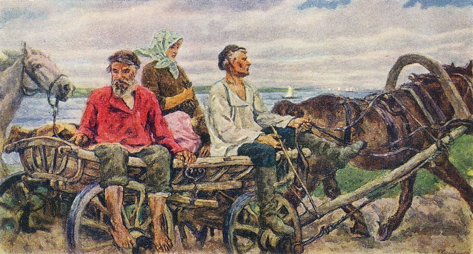 Novgorod. Returning from the fair. by Pyotr Konchalovsky
