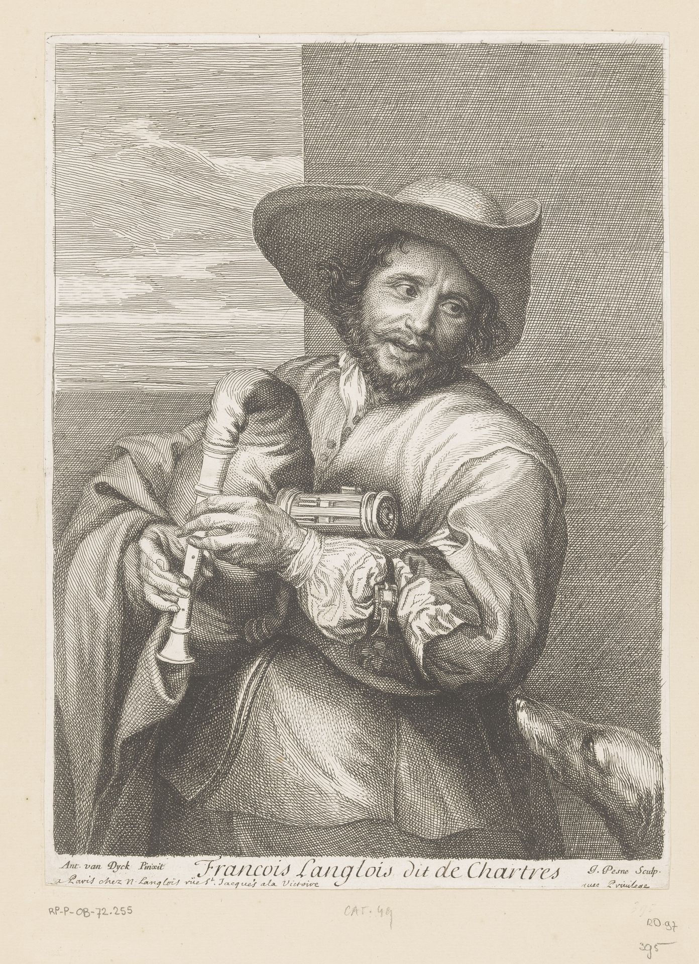 Portret van François Langlois, genaamd de Chartres by Jean Pesne
