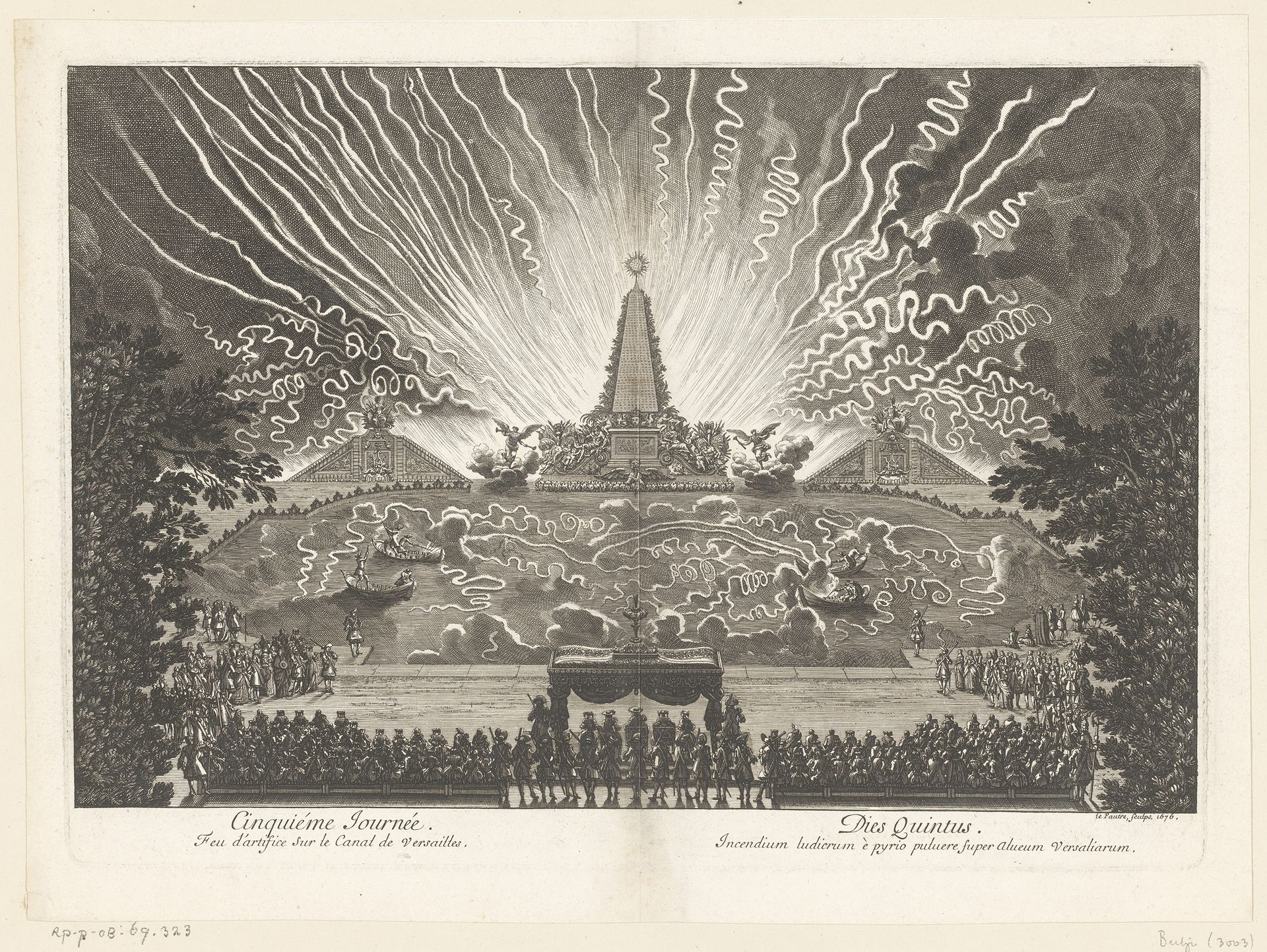 Vuurwerk op het kanaal van Versailles by Jean Lepautre