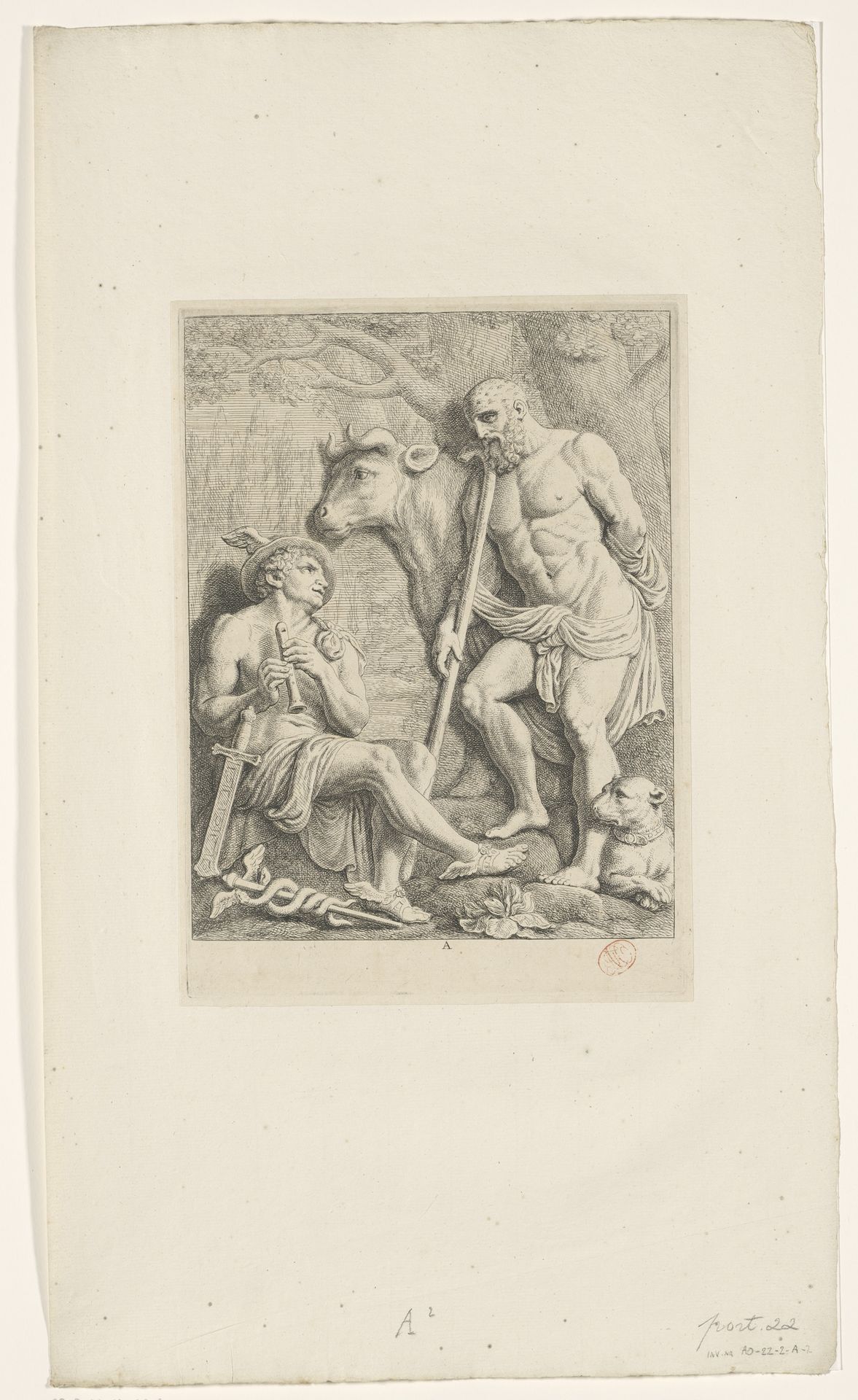 Reliëf met Mercurius, Argus en Io in de Burgerzaal van het Stadhuis op de Dam by Hubert Quellinus