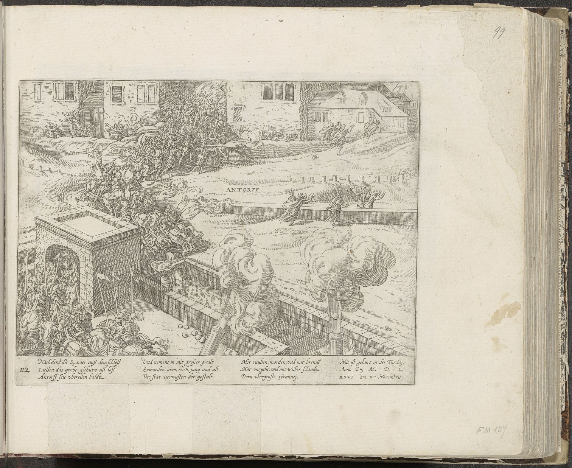 Spaanse Furie: beschieting van de stad, 1576 by Frans Hogenberg