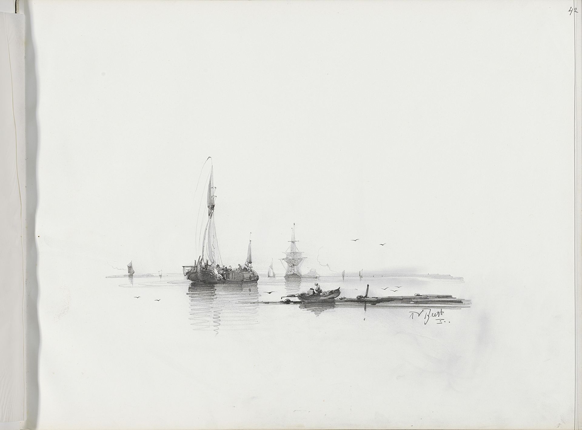 Afgemeerde zeilschepen by Albertus van Beest