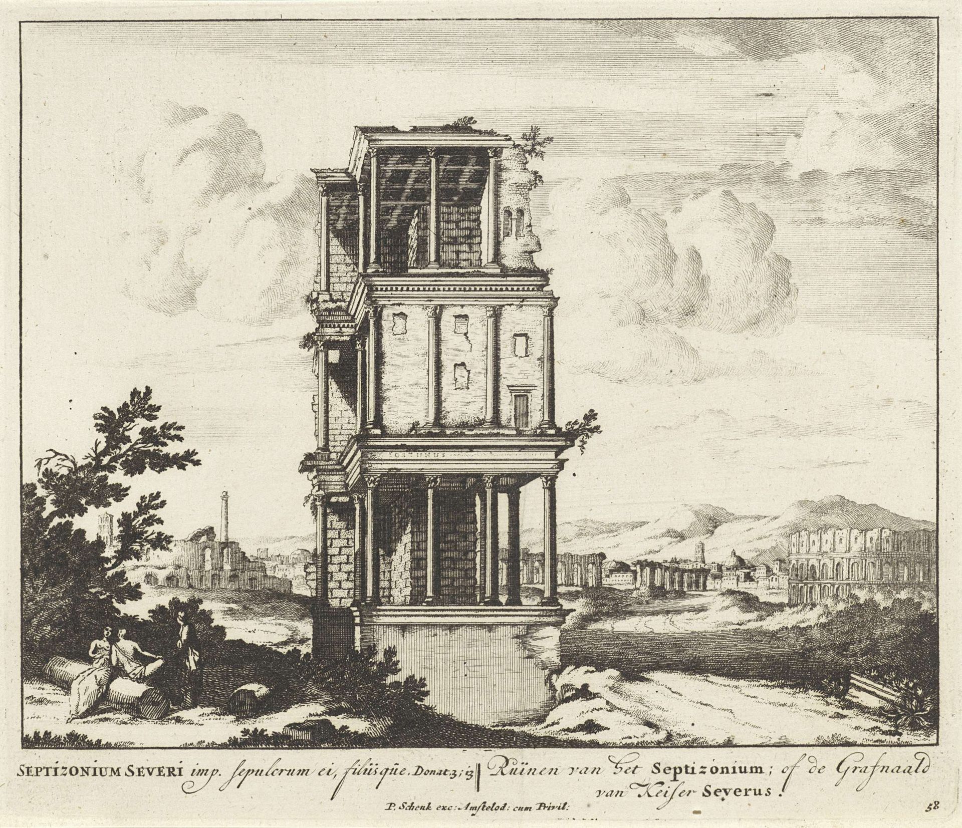 Ruïne van het grafmonument voor keizer Septimius Severus by Anonymous