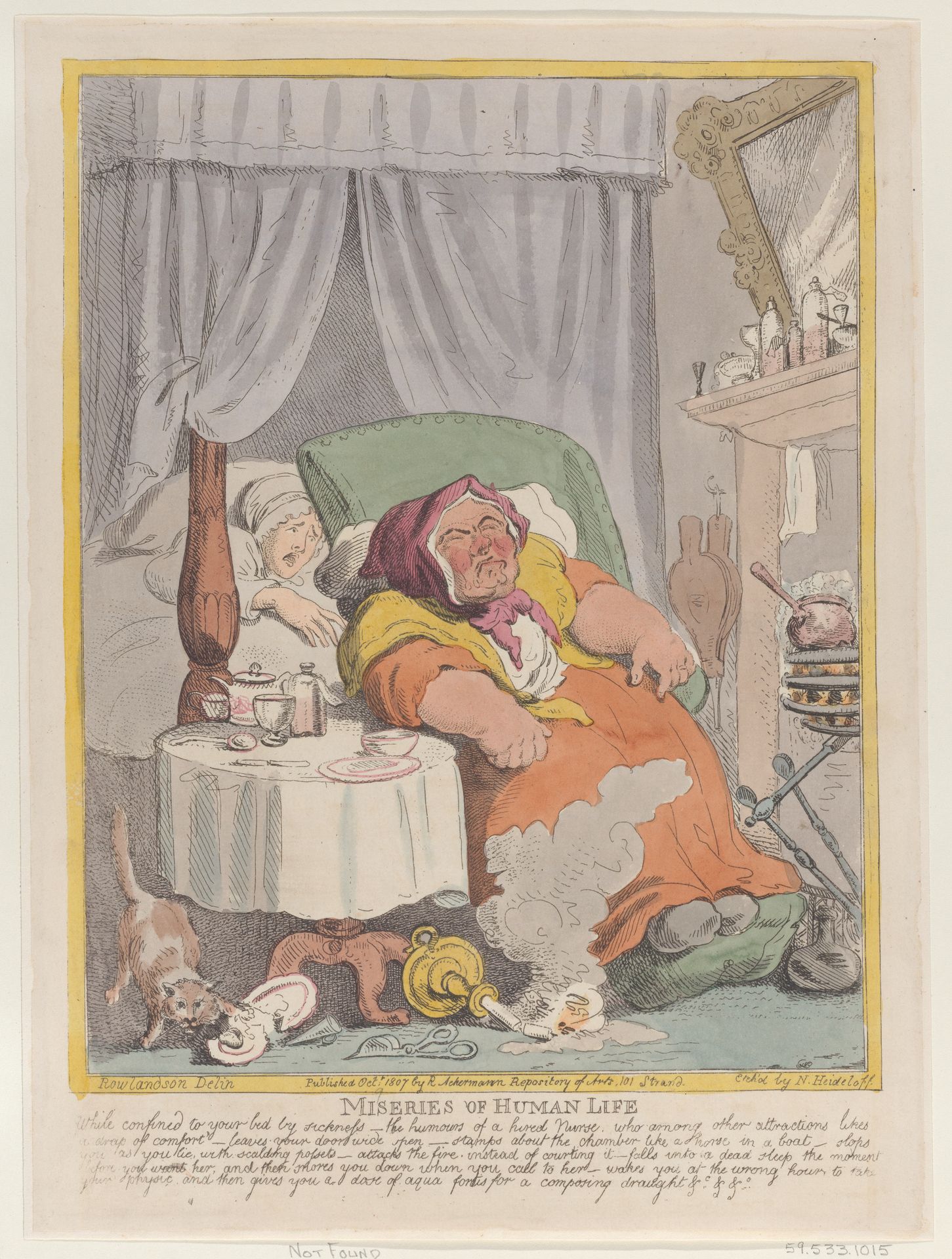 Miseries of Human Life: "While confined to your bed by sickness..." by Nicolaus Heideloff