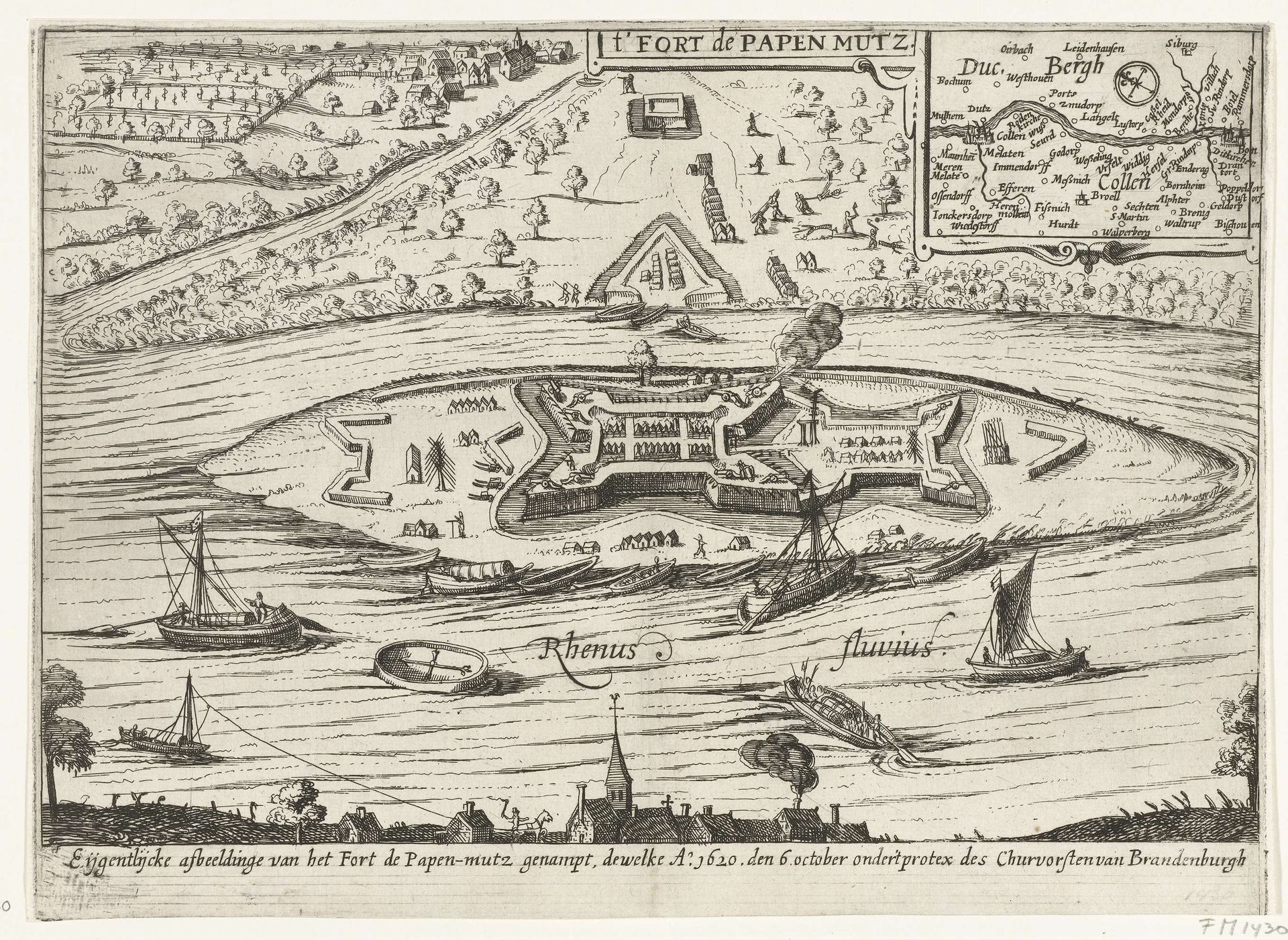 Schans Papenmuts gebouwd door Maurits in de Rijn, 1620 by Anonymous
