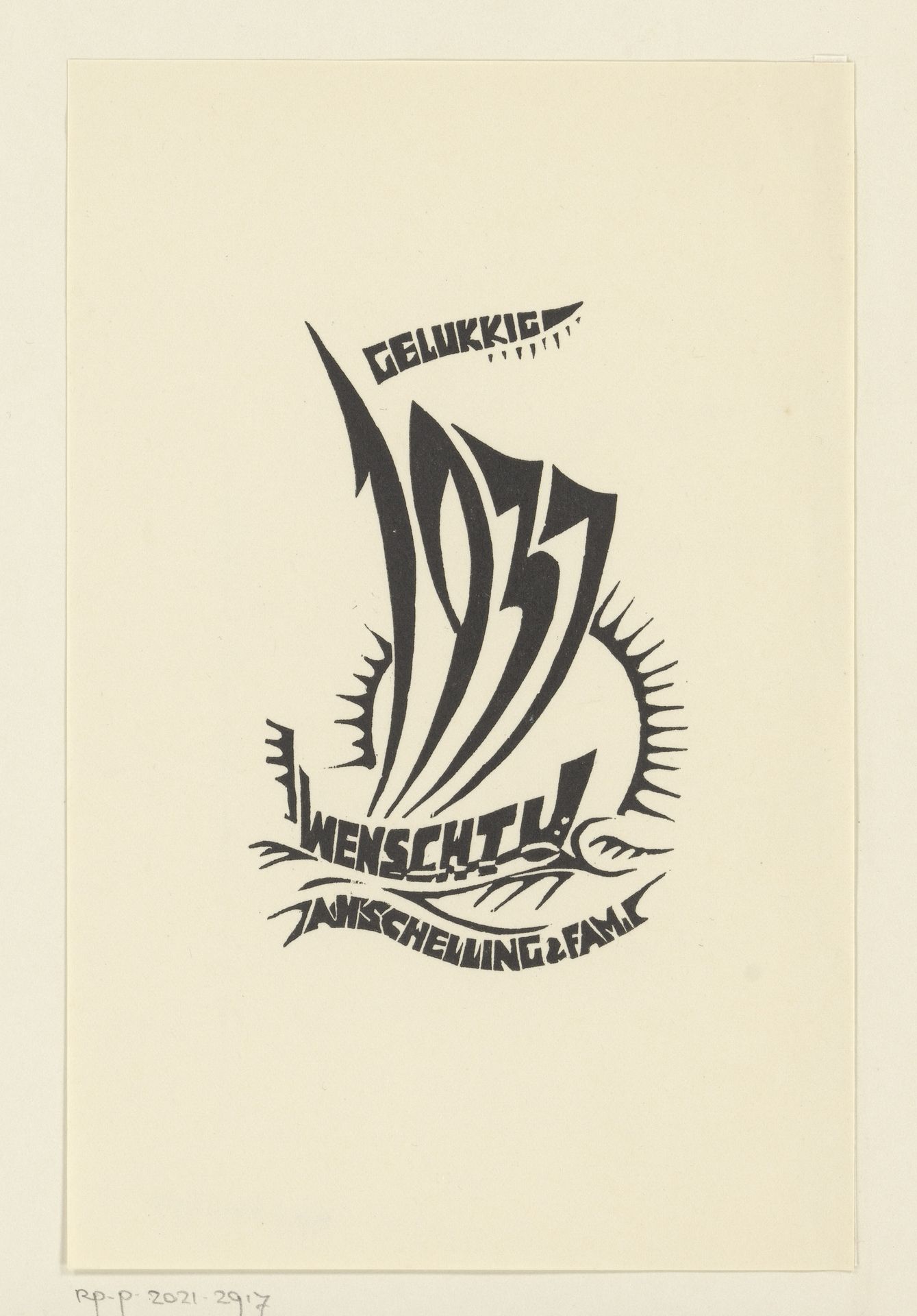 Nieuwjaarswens voor 1937 van Ir. A.H. Schelling en familie by Adrianus Hermanus Schelling