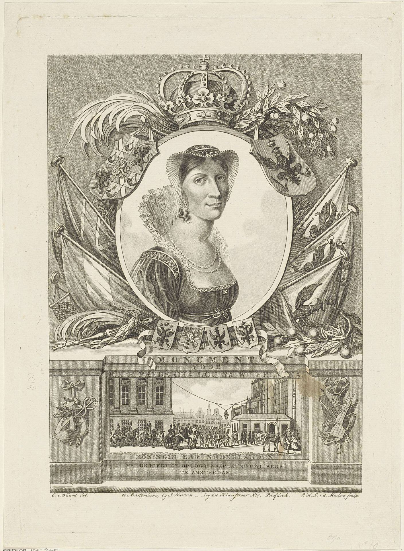 Portret van Wilhelmina van Pruisen by Pieter van der Meulen