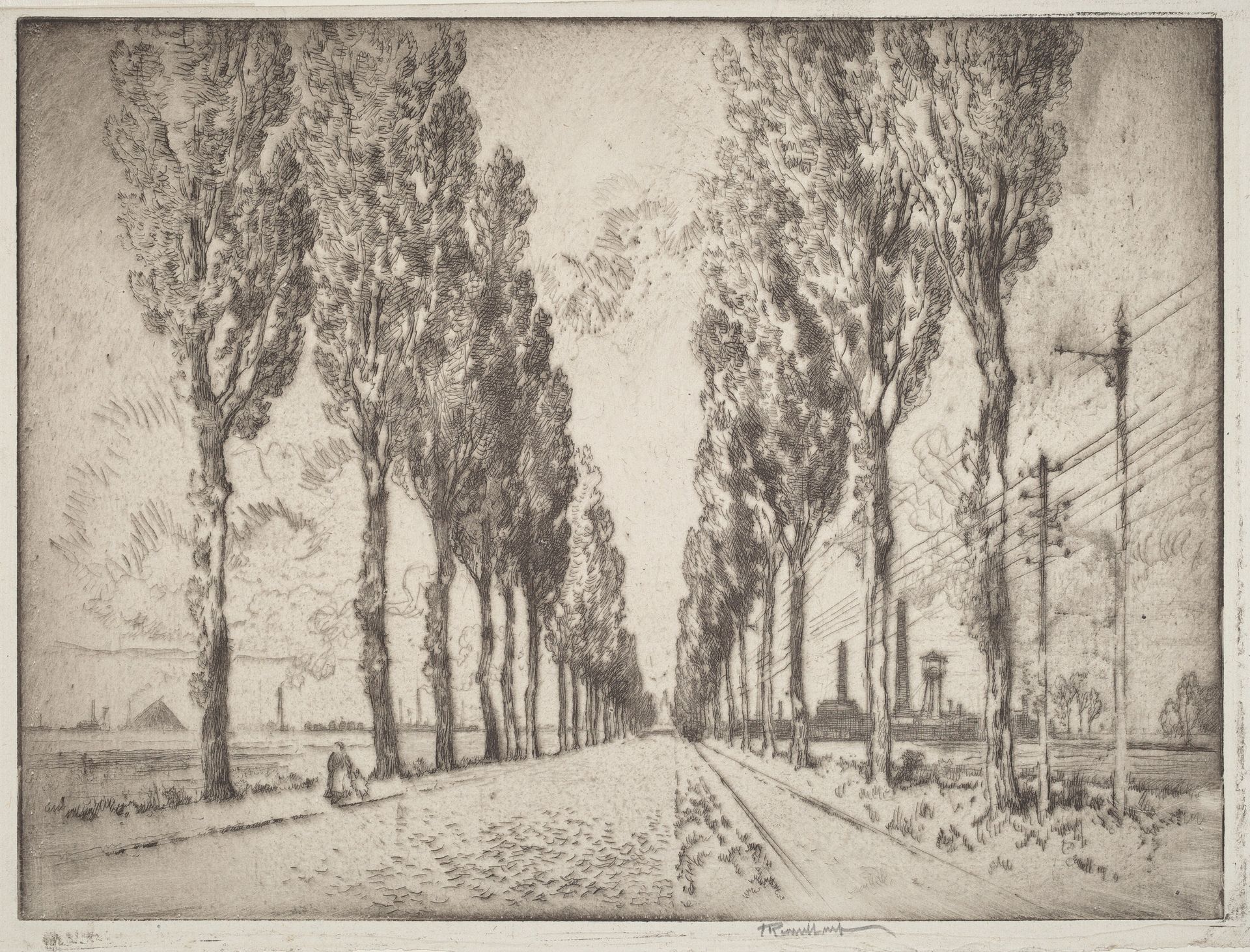 The Avenue, Valenciennes by Joseph Pennell