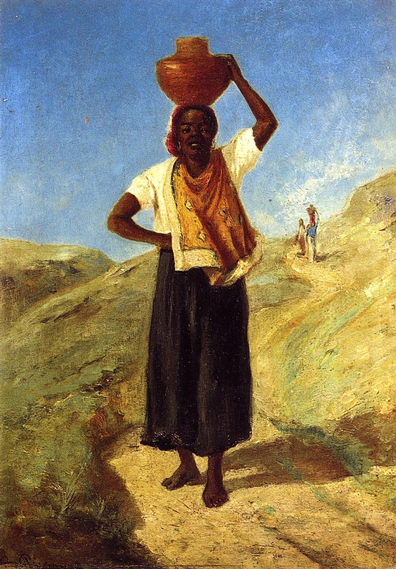 Woman Carrying a Pitcher on Her Head by Camille Pissarro