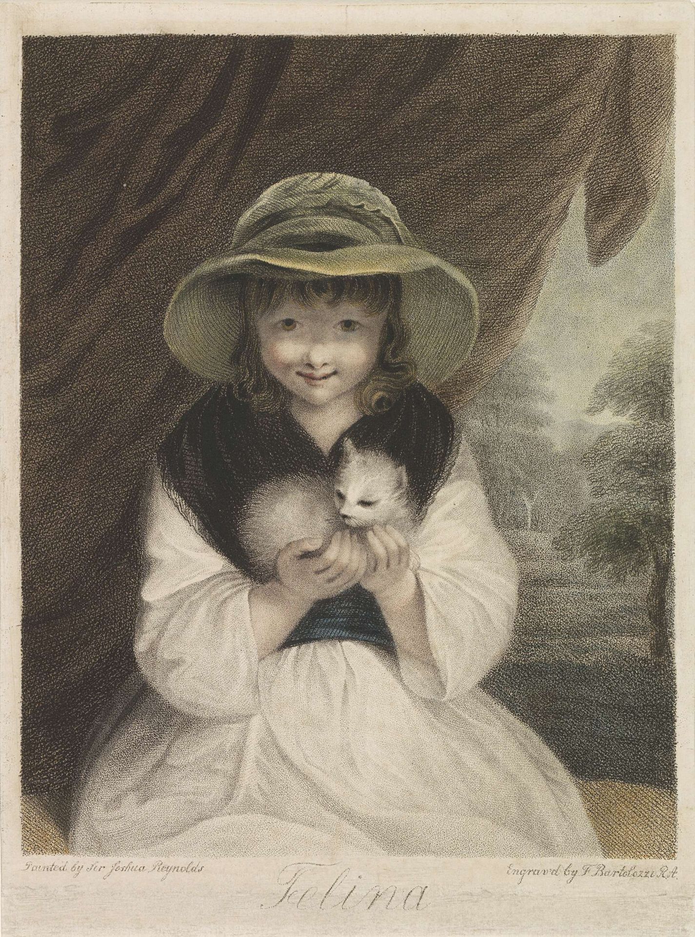 Meisje met kat by Francesco Bartolozzi